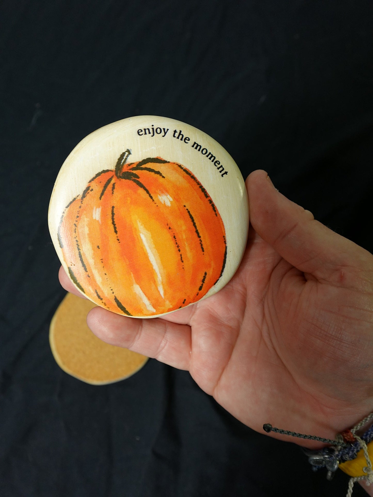 Mud Pie Thanksgiving Ceramic Coaster and Holder Set of 4