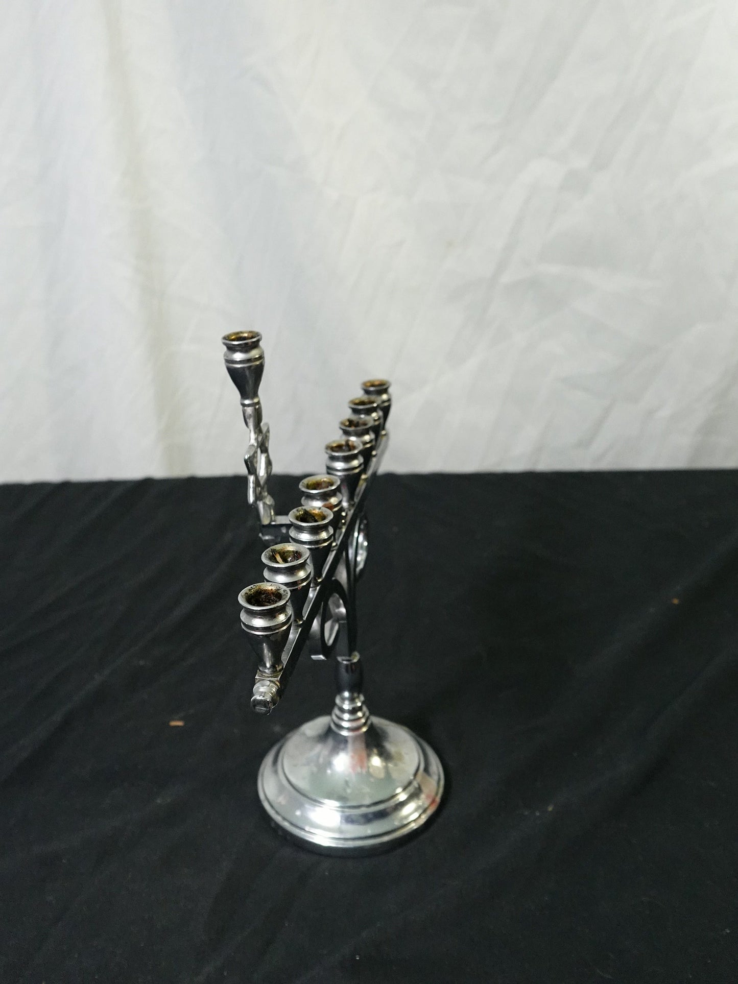 Vintage Silver Plated Hanukkah Menorah Star of David Judaica