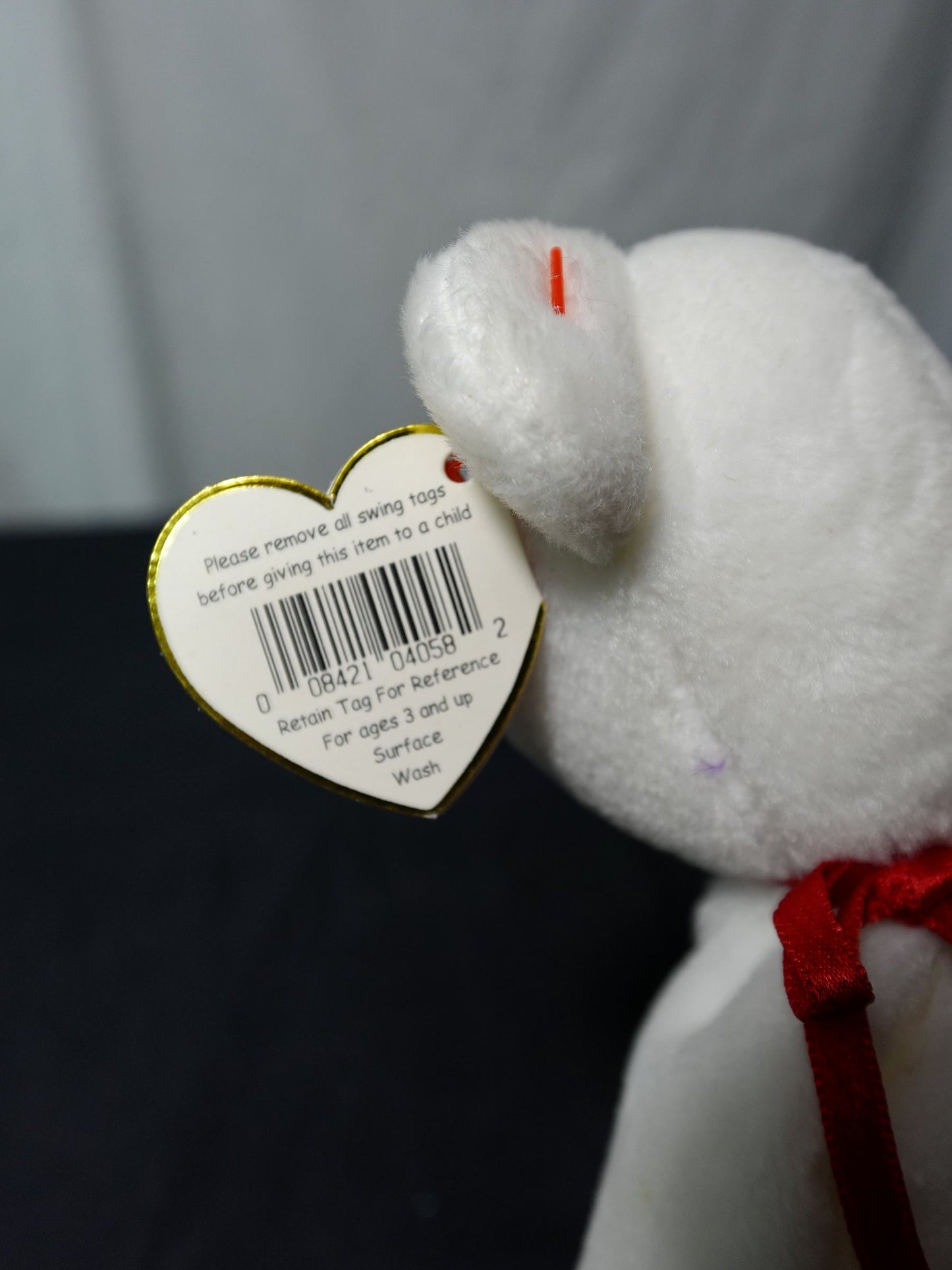 Vintage TY Valentino Beanie Baby 1994 White Bear with Heart