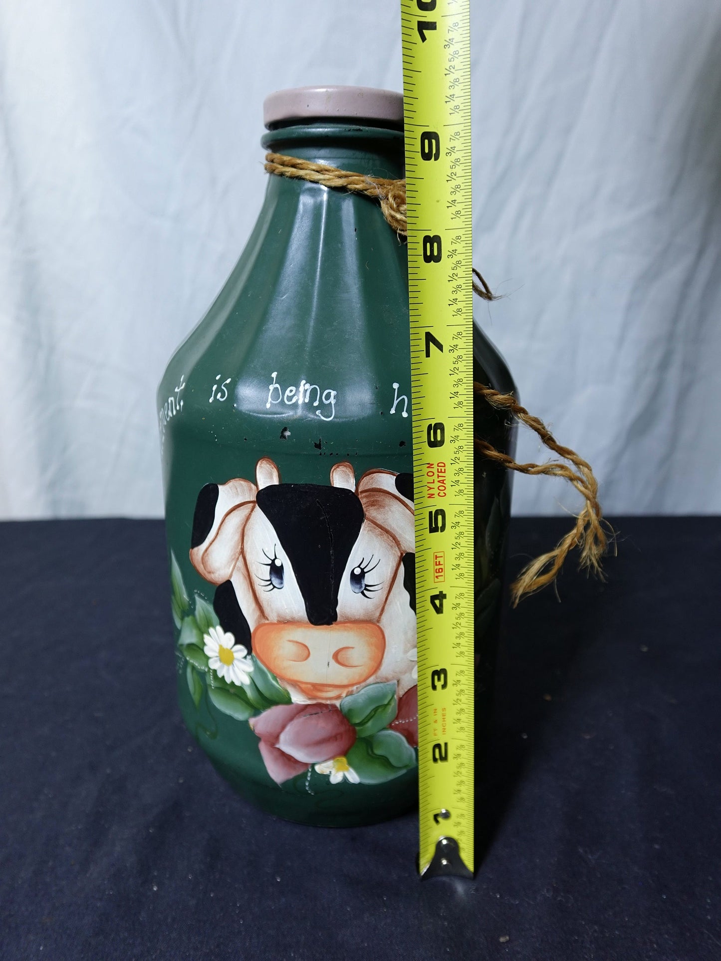 Green Cow Milk Jug Decorative Container by Cathy Batchelor 1996