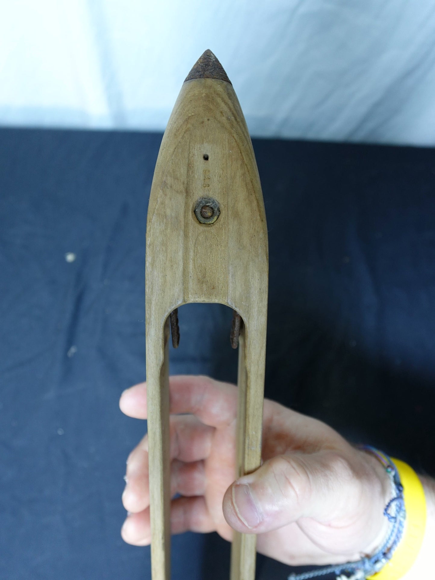 Vintage Wooden Weaving Loom Boat Shuttle with Metal Tips