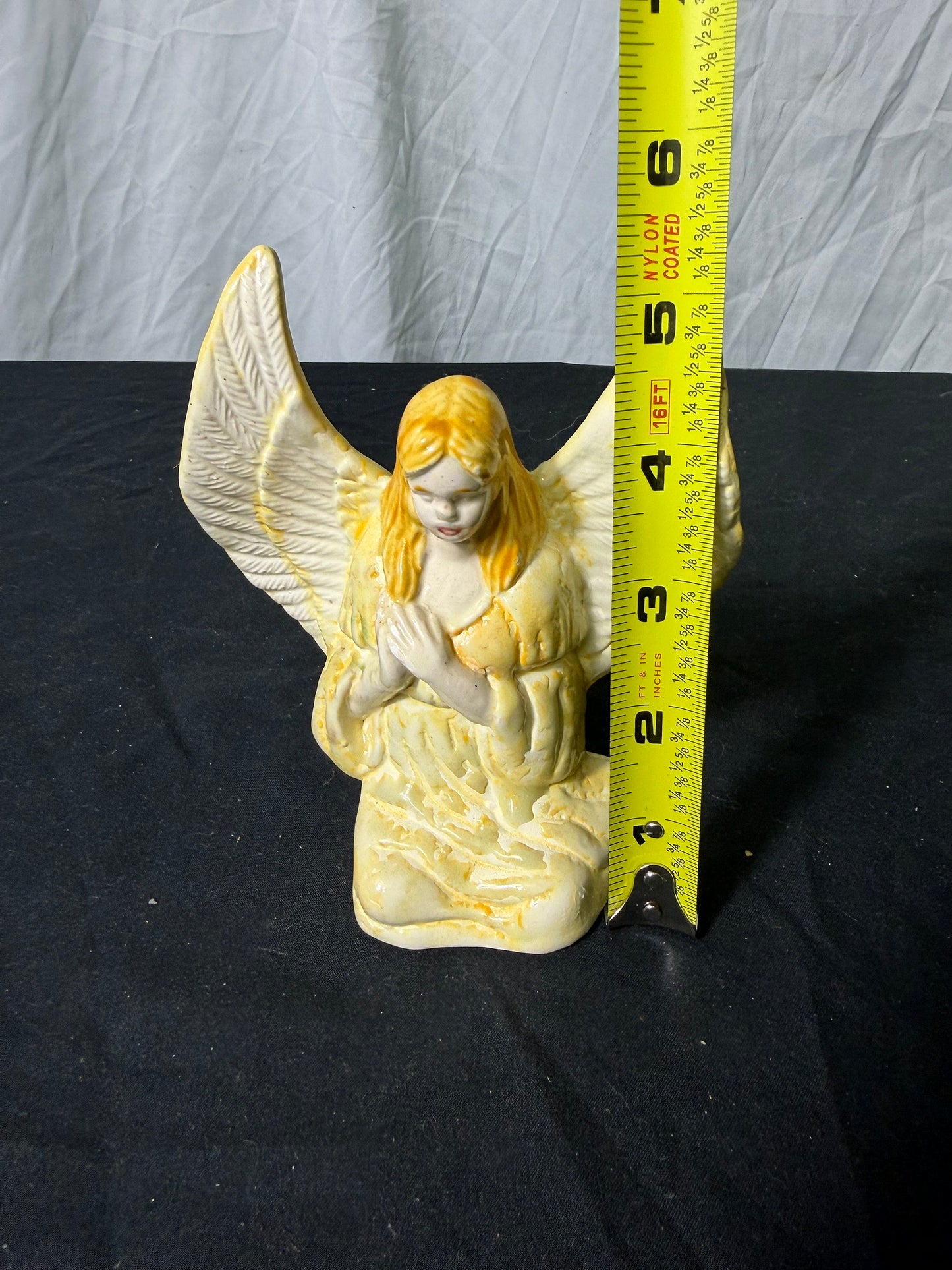 Ceramic Angel Figurine Yellow White Decorative