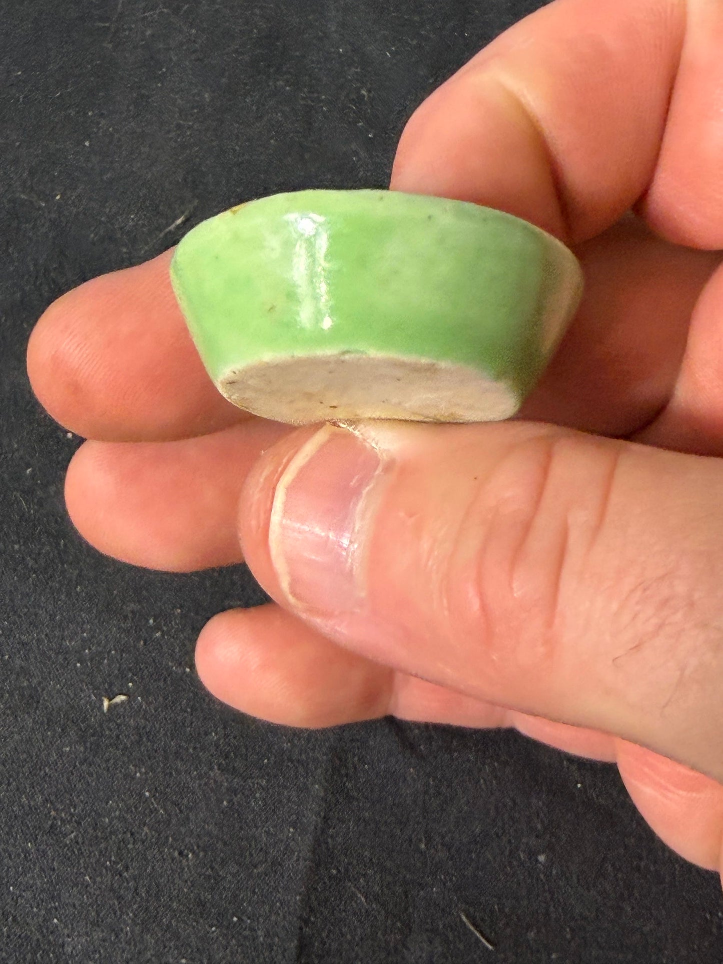 Miniature Green Glazed Pottery Pinch Bowl