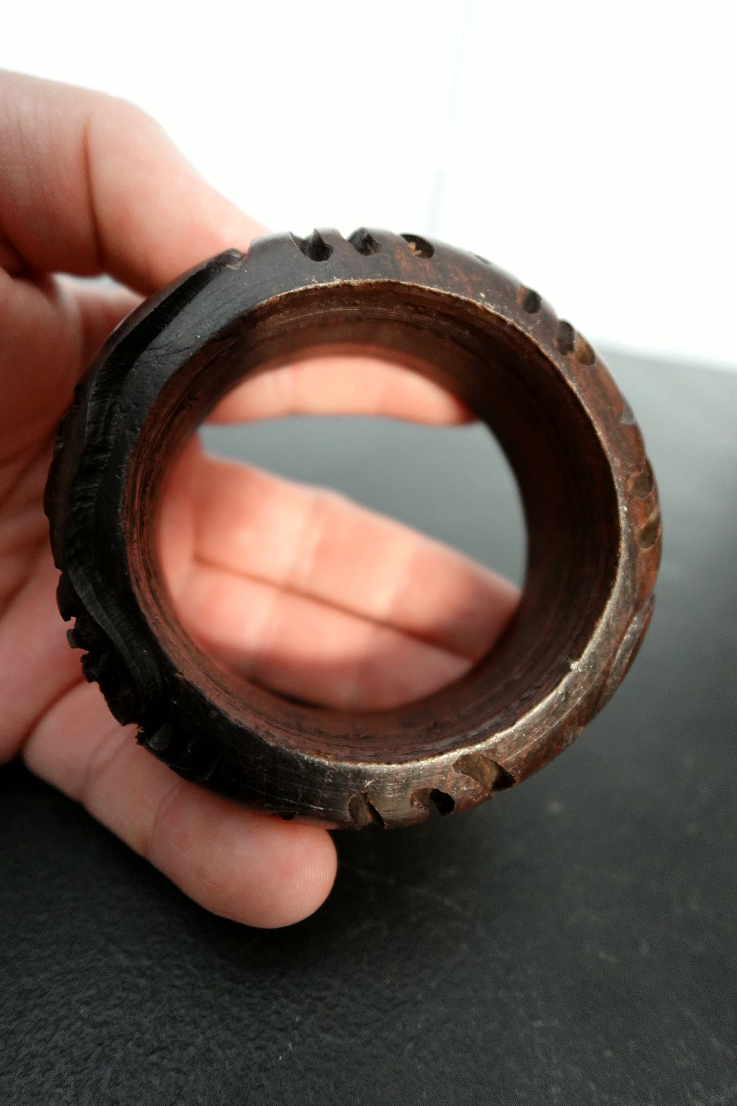 Carved Wooden Bangle Bracelet