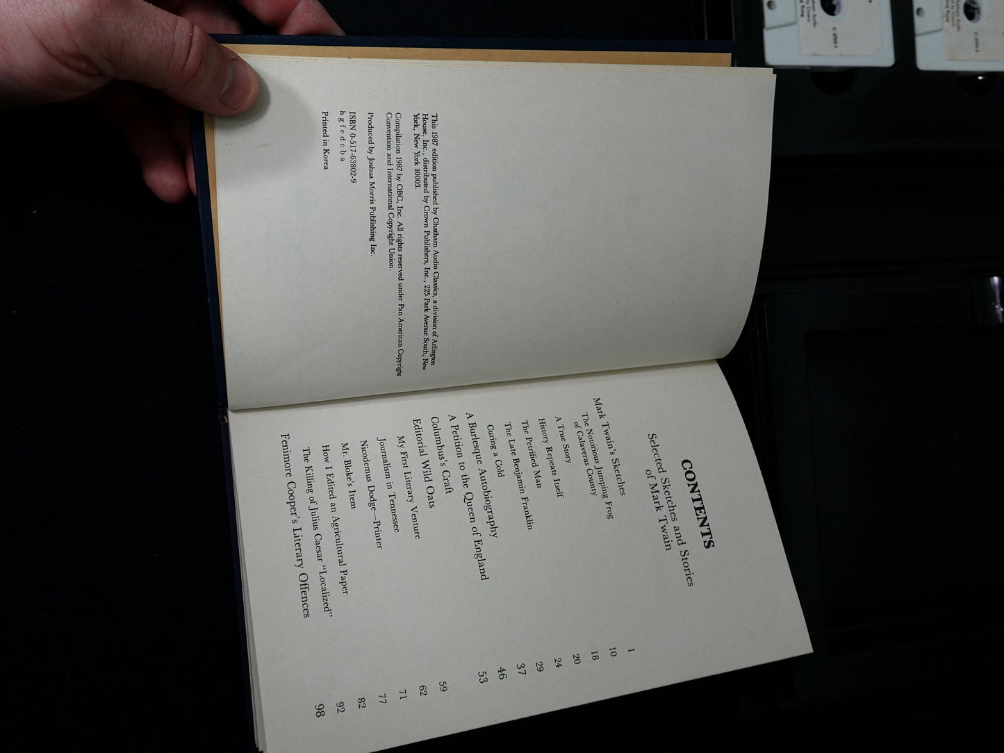Vintage Mark Twain Selected Sketches and Stories of Mark Twain Illustrated Book with 3 Cassettes by Chatham Audio