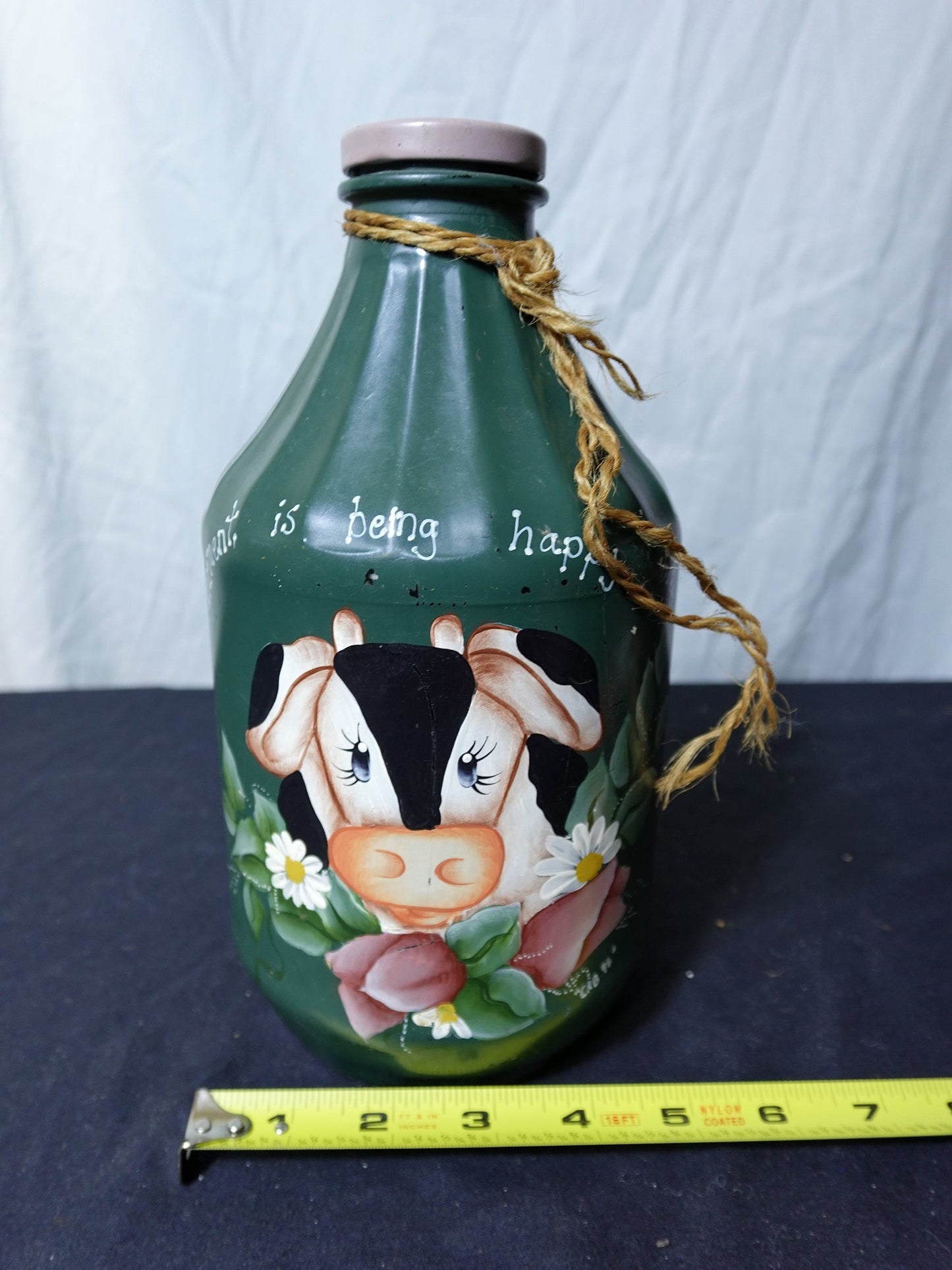 Green Cow Milk Jug Decorative Container by Cathy Batchelor 1996