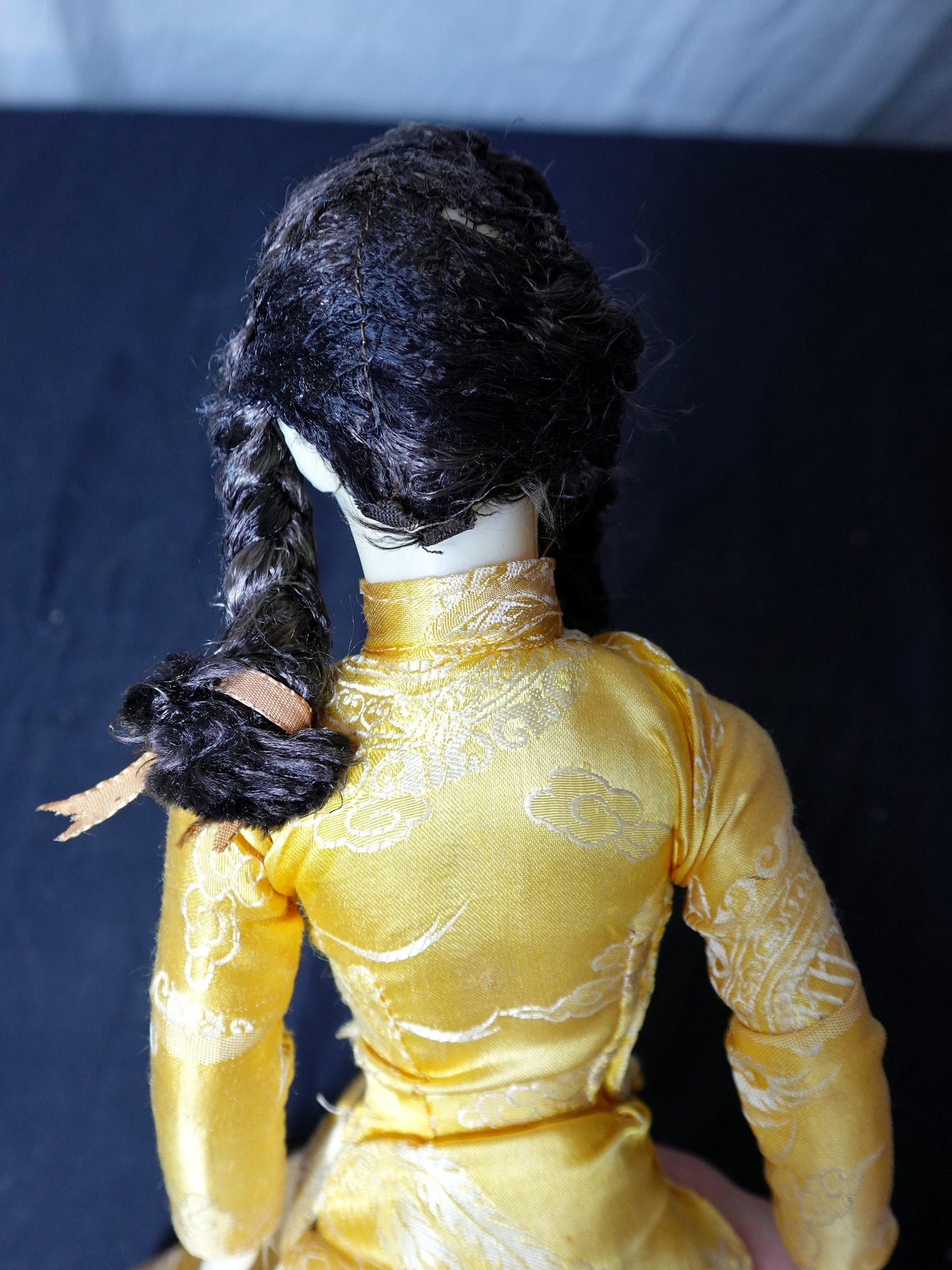 Vintage Asian Doll in Yellow Dress with Red Shoes