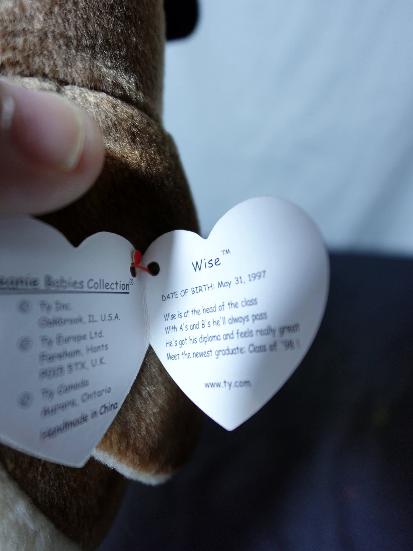 Ty Inc Wise Beanie Babies Polyester Fiber & P.E. Pellets Stuffed Animal