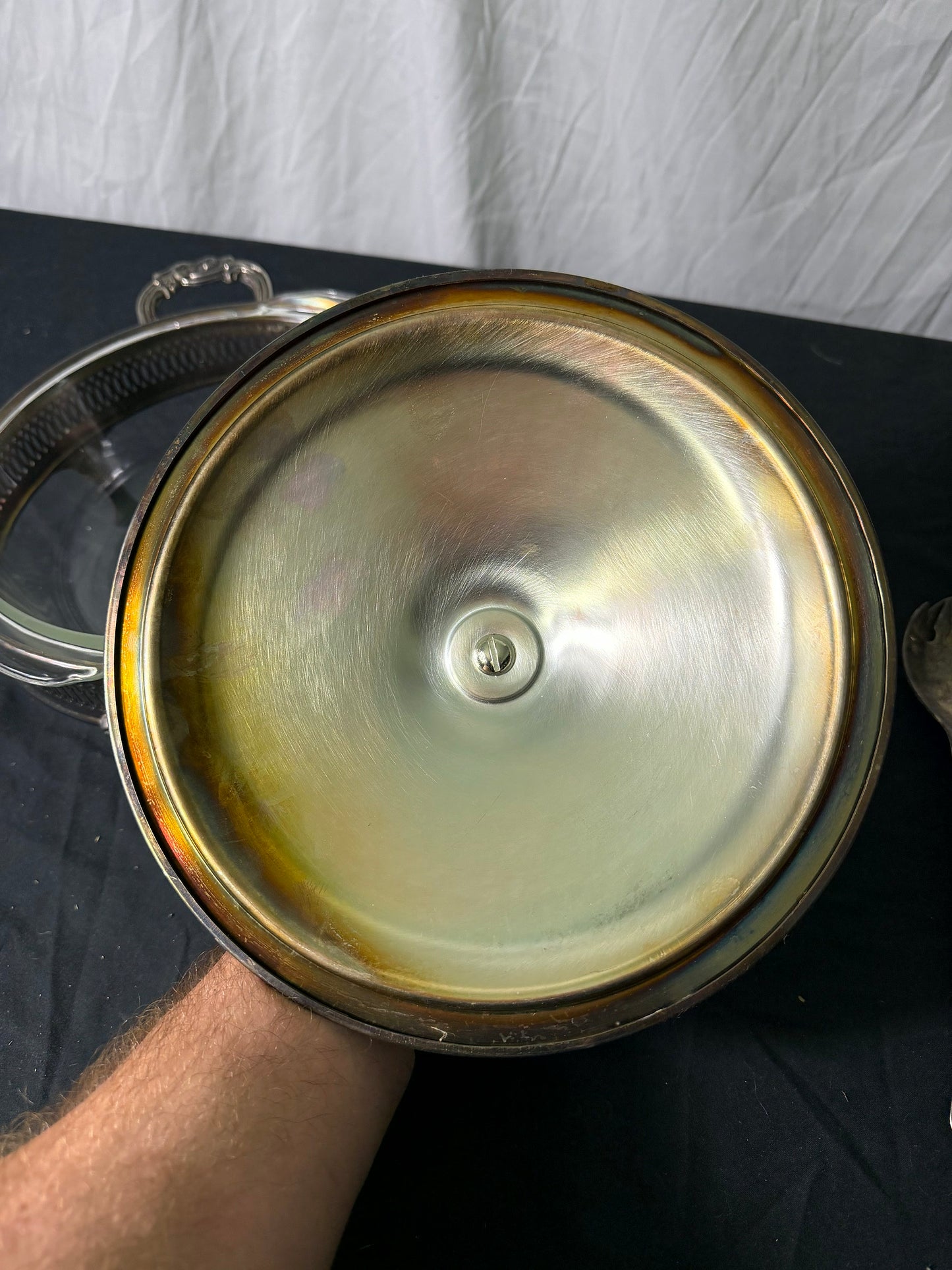 Rogers Silverplate Covered Casserole Dish with Glass Insert
