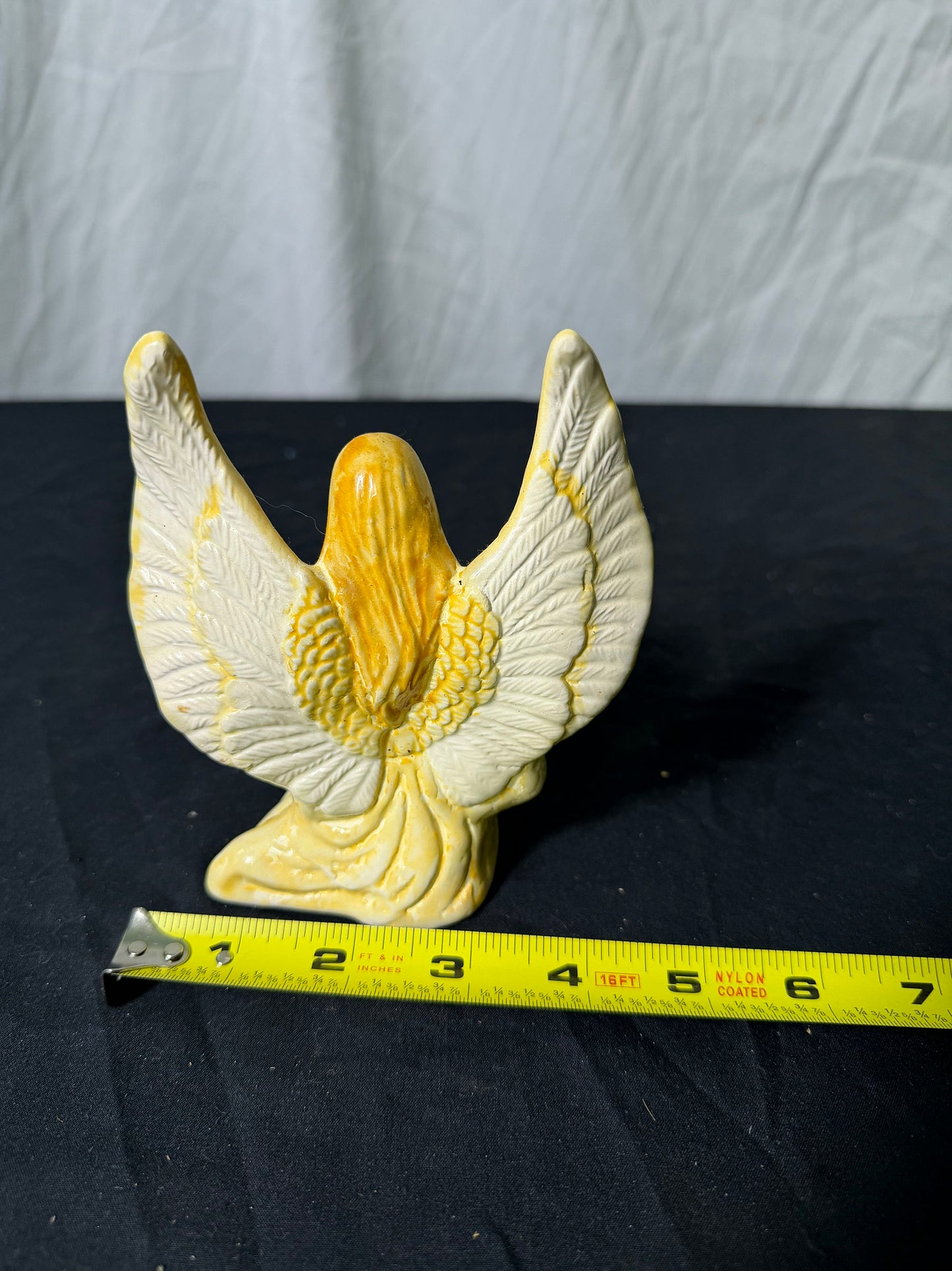 Ceramic Angel Figurine Yellow White Decorative