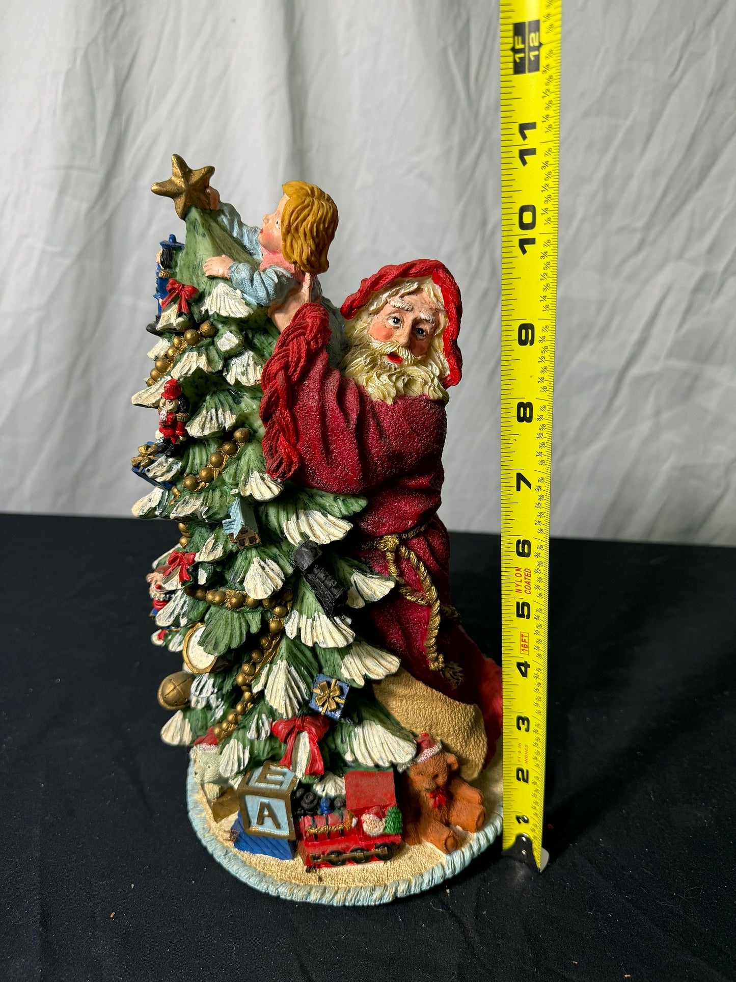 Santa Holding Child With Christmas Tree Figurine #20504-1
