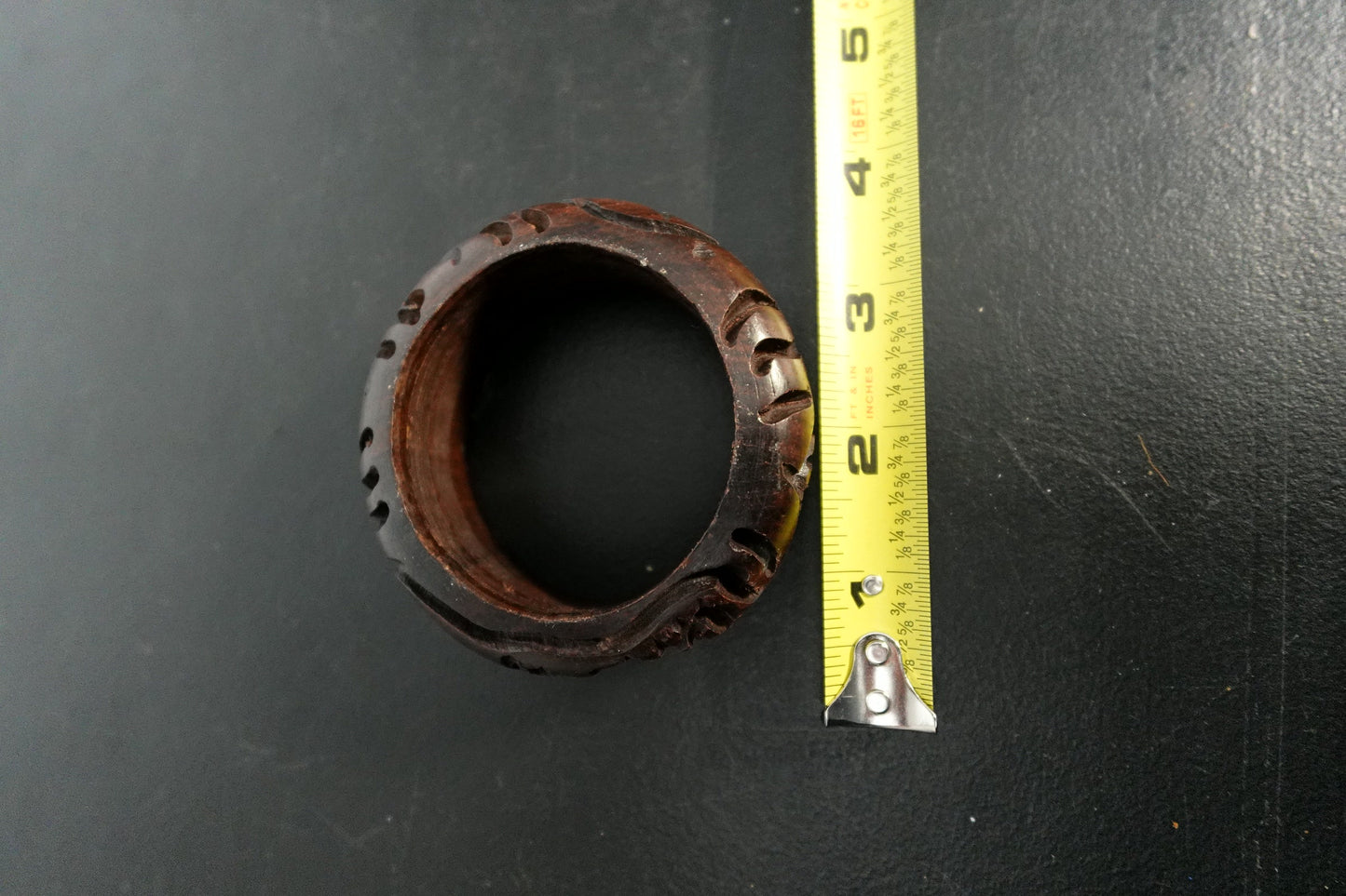 Carved Wooden Bangle Bracelet