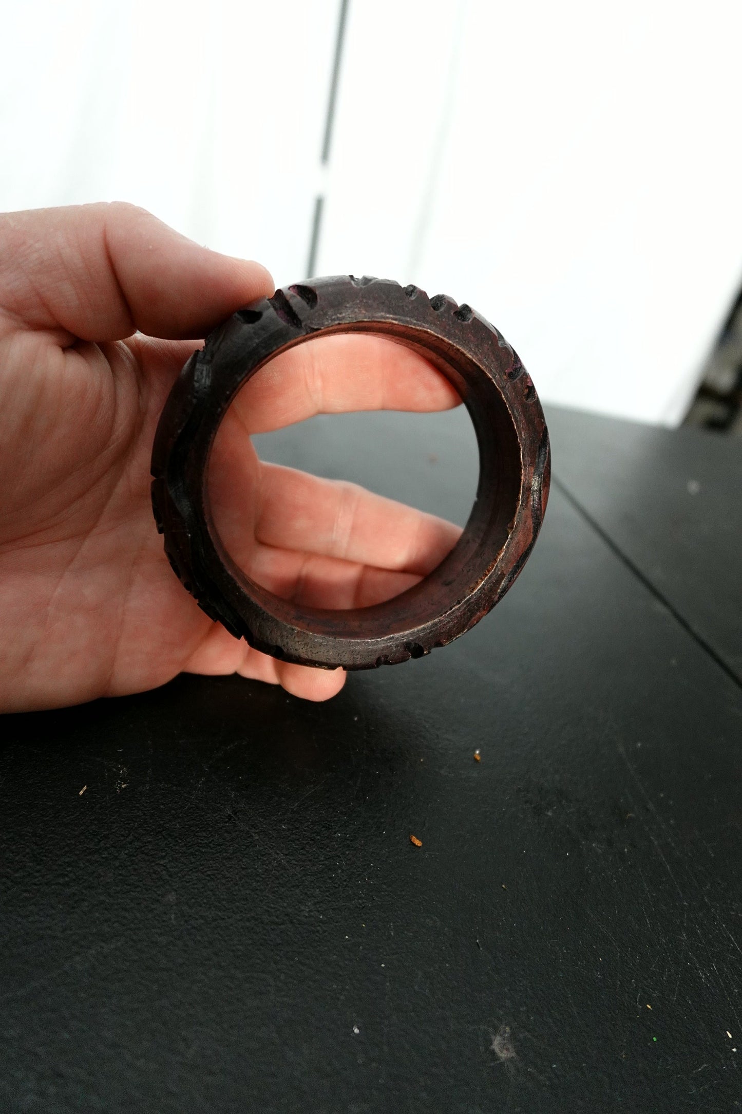 Carved Wooden Bangle Bracelet - 3 inches Diameter