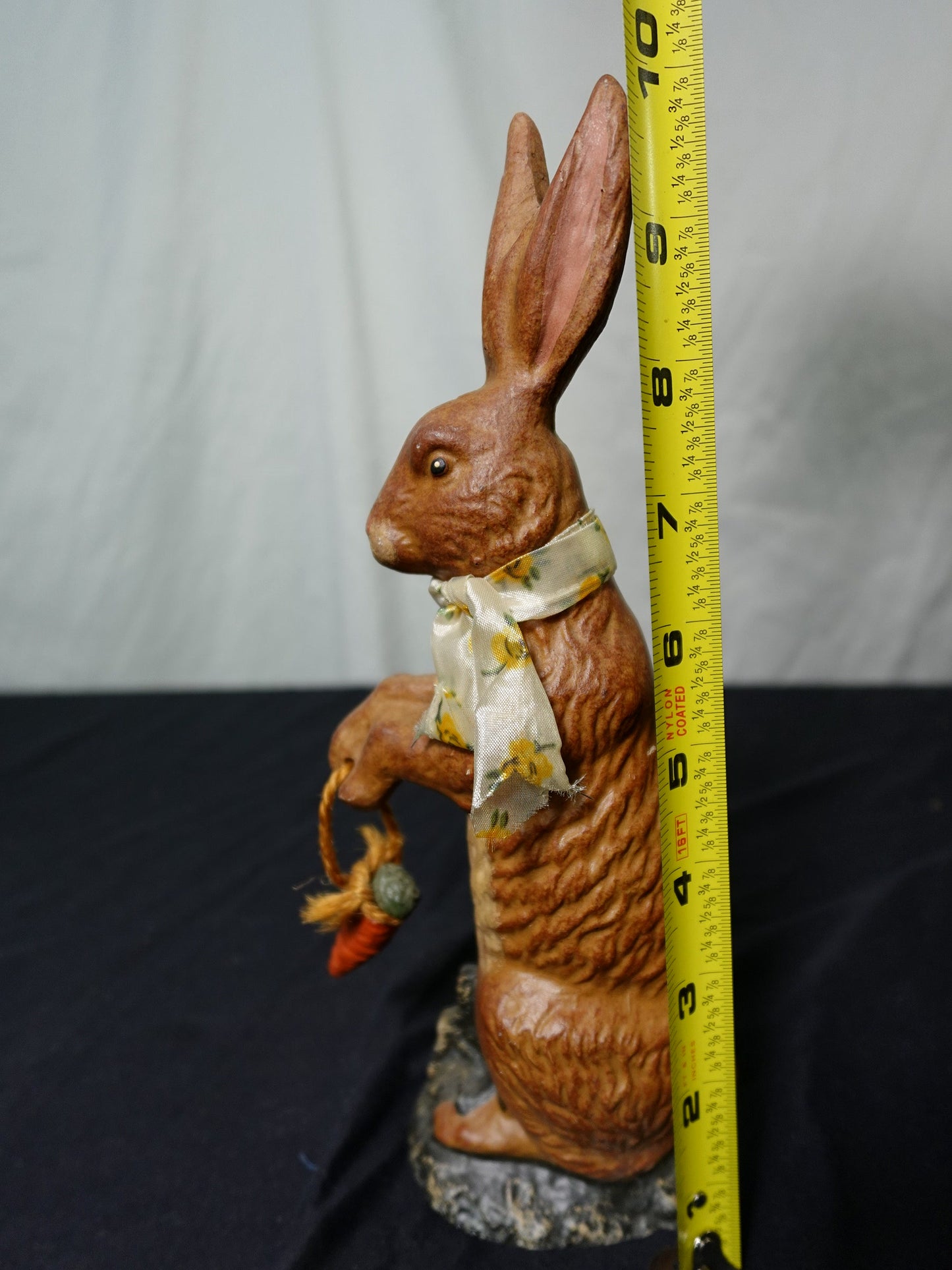 Ceramic Rabbit Figurine Holding Carrot Easter Decor