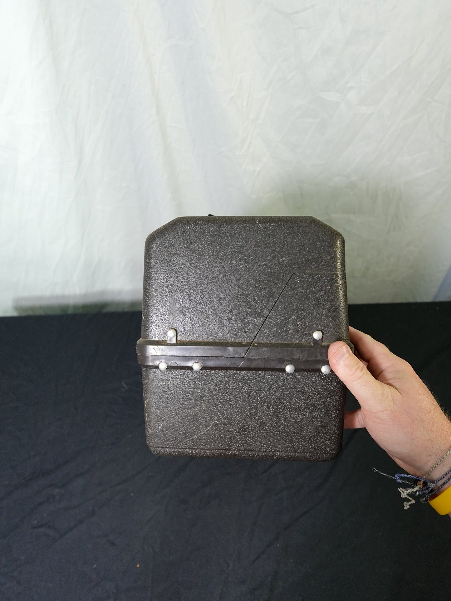 Vintage Old Pal Plastic Tackle Box Black 2 Trays PF-4000