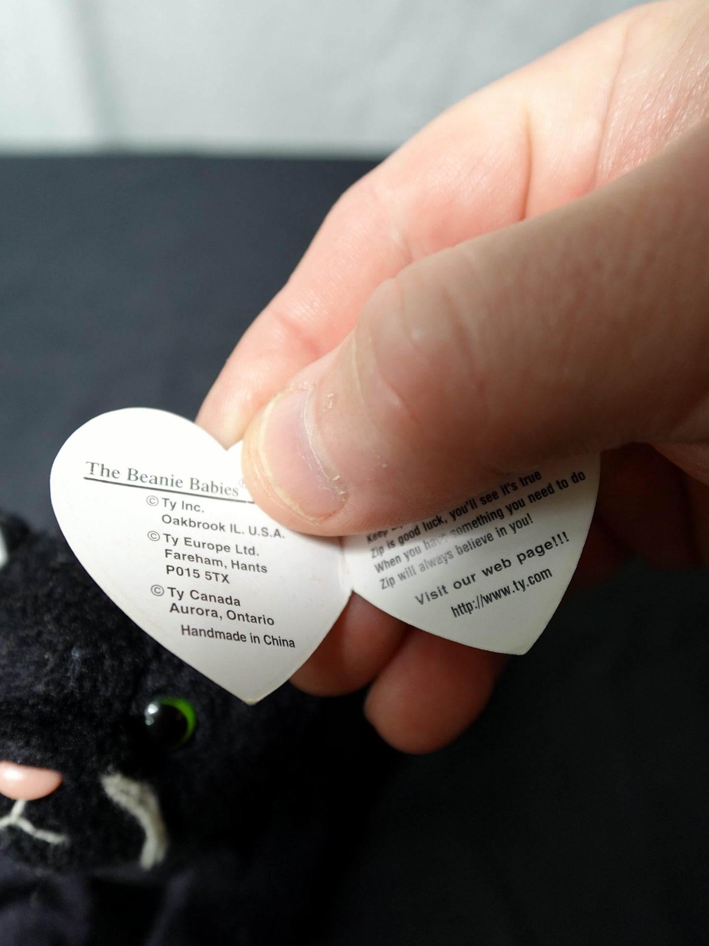 Vintage Ty Beanie Baby ZIP the Black Cat (Canada Tags) 8 Inch MWMTs