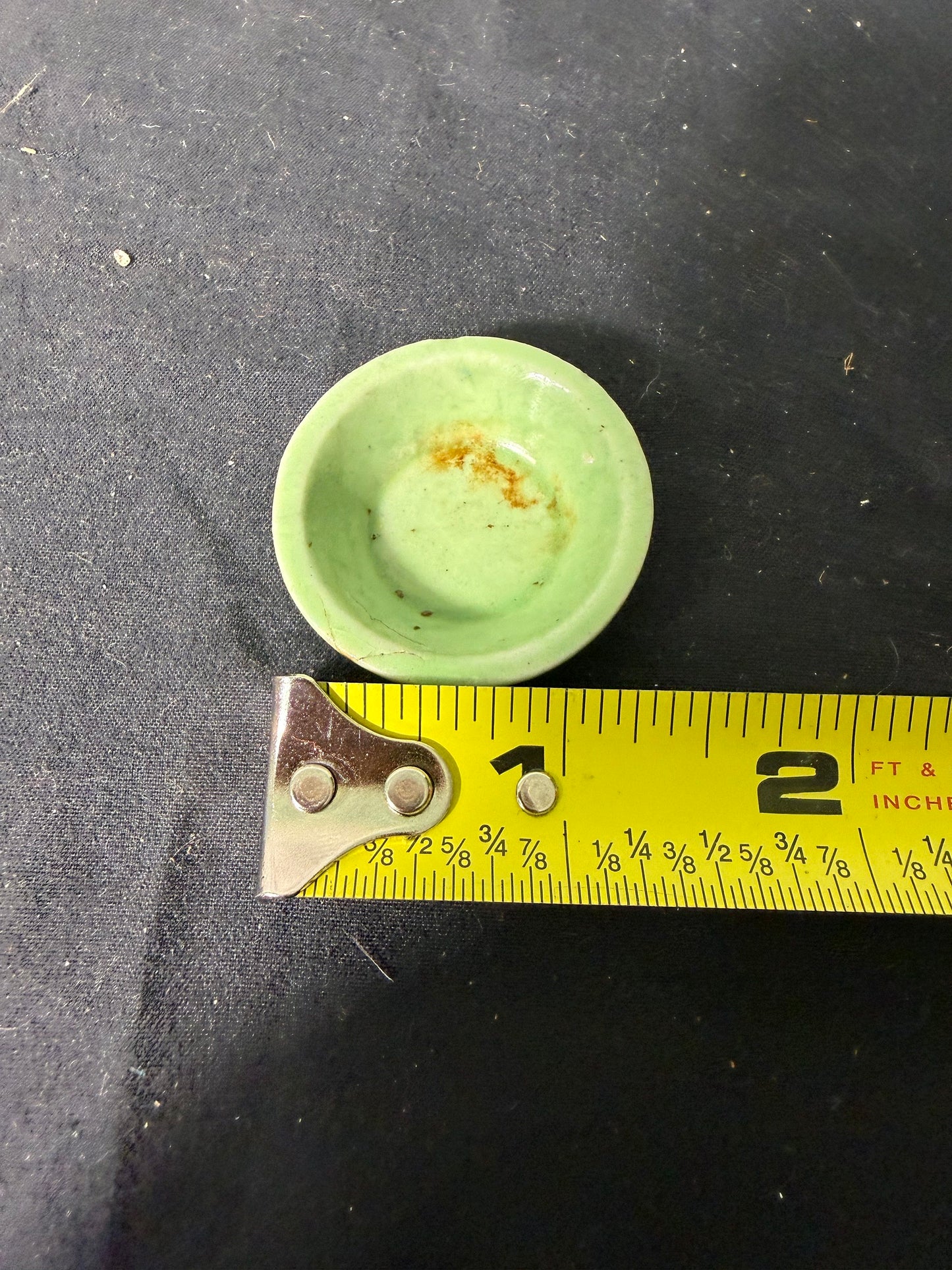 Miniature Green Glazed Pottery Pinch Bowl