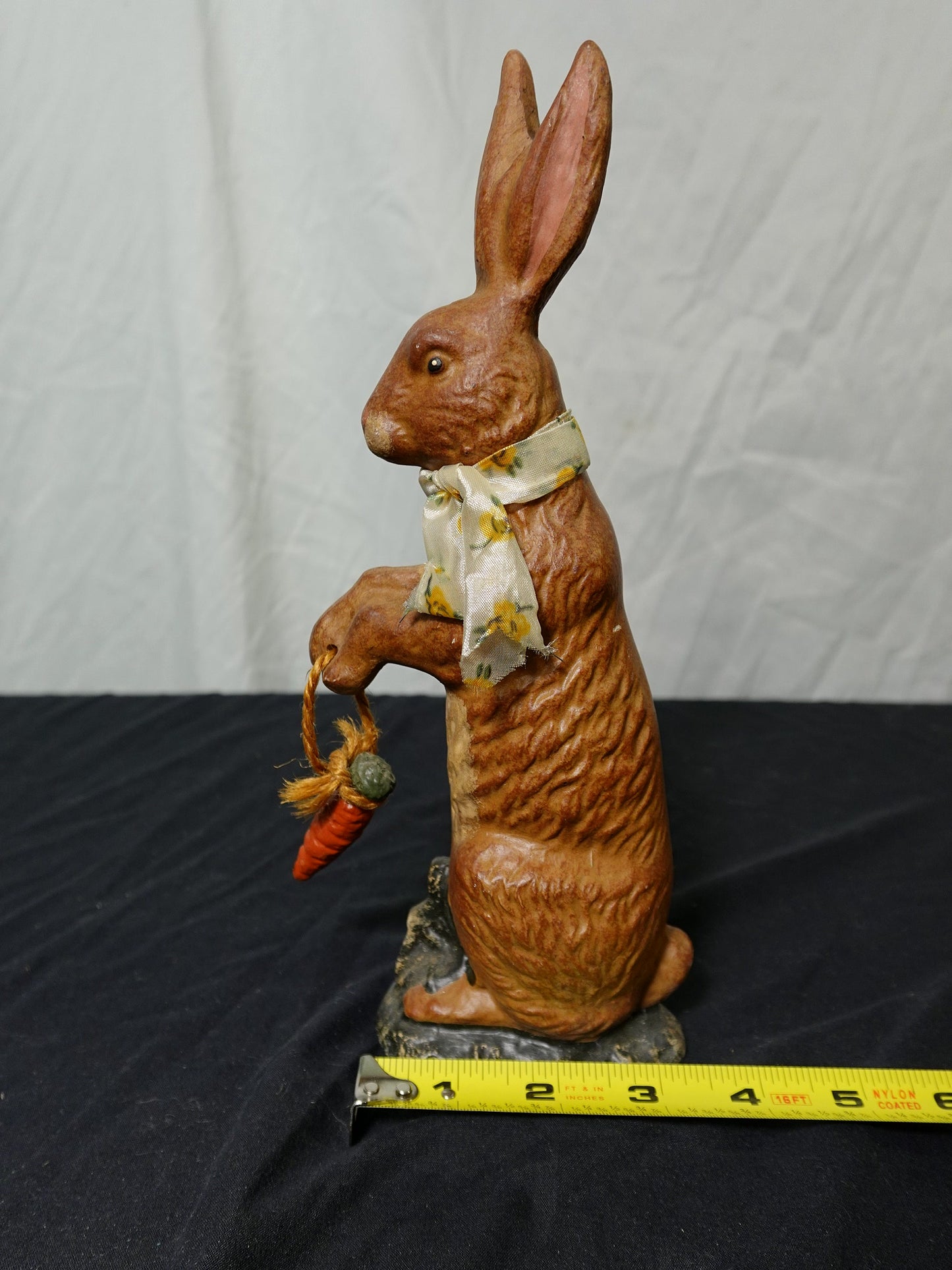 Ceramic Rabbit Figurine Holding Carrot Easter Decor