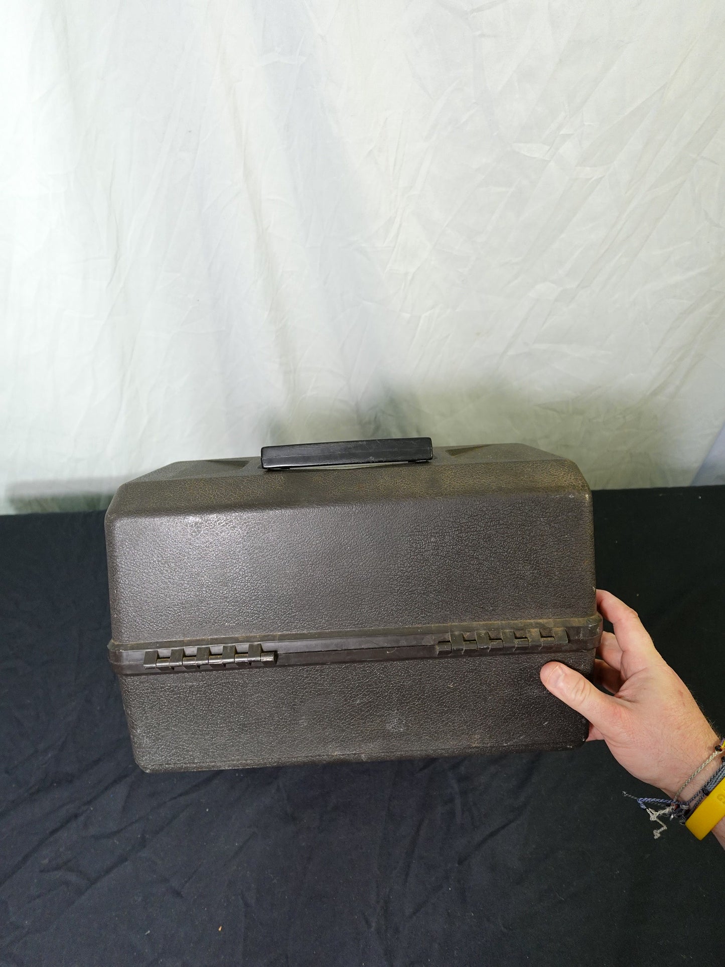 Vintage Old Pal Plastic Tackle Box Black 2 Trays PF-4000