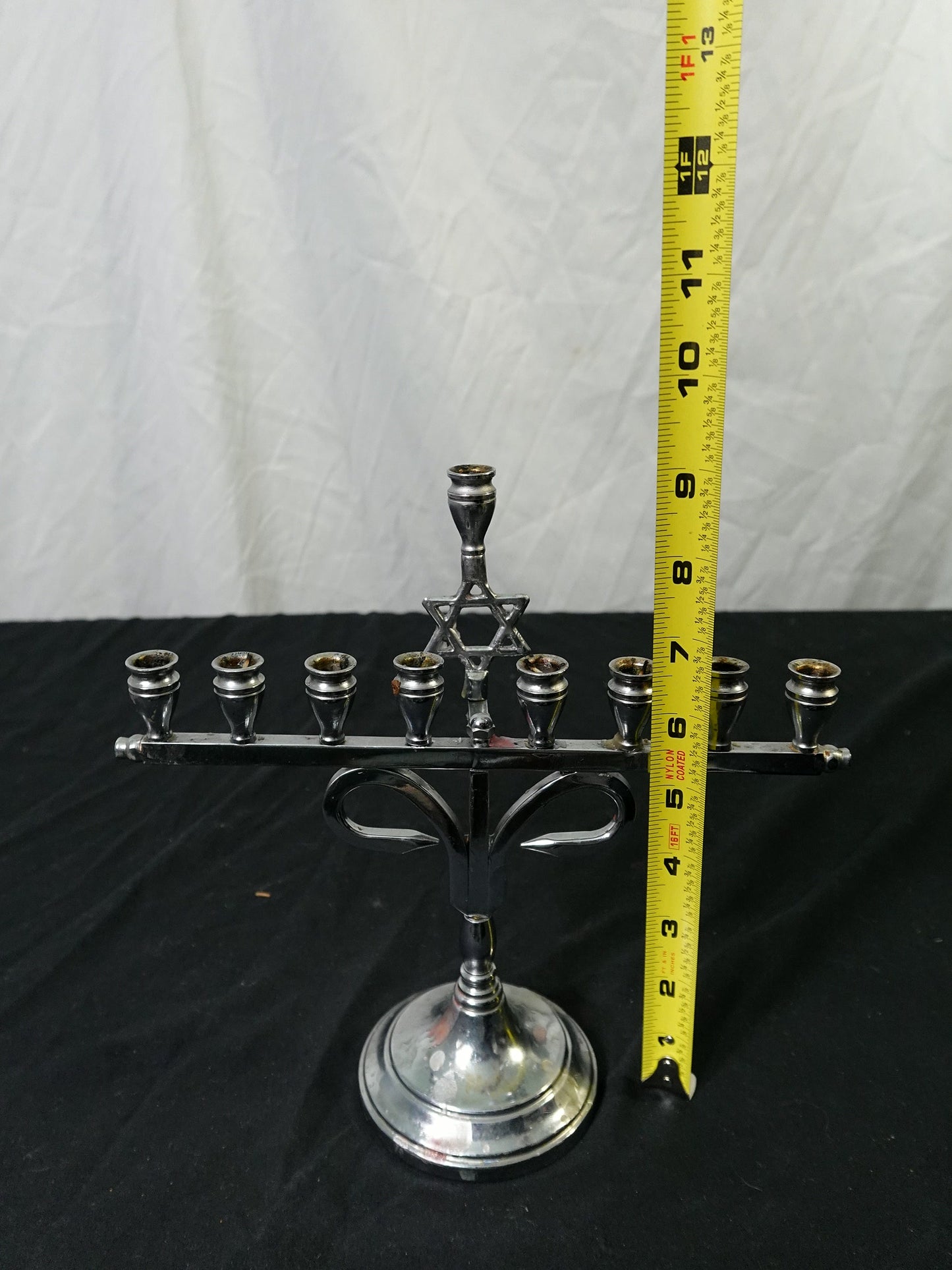 Vintage Silver Plated Hanukkah Menorah Star of David Judaica