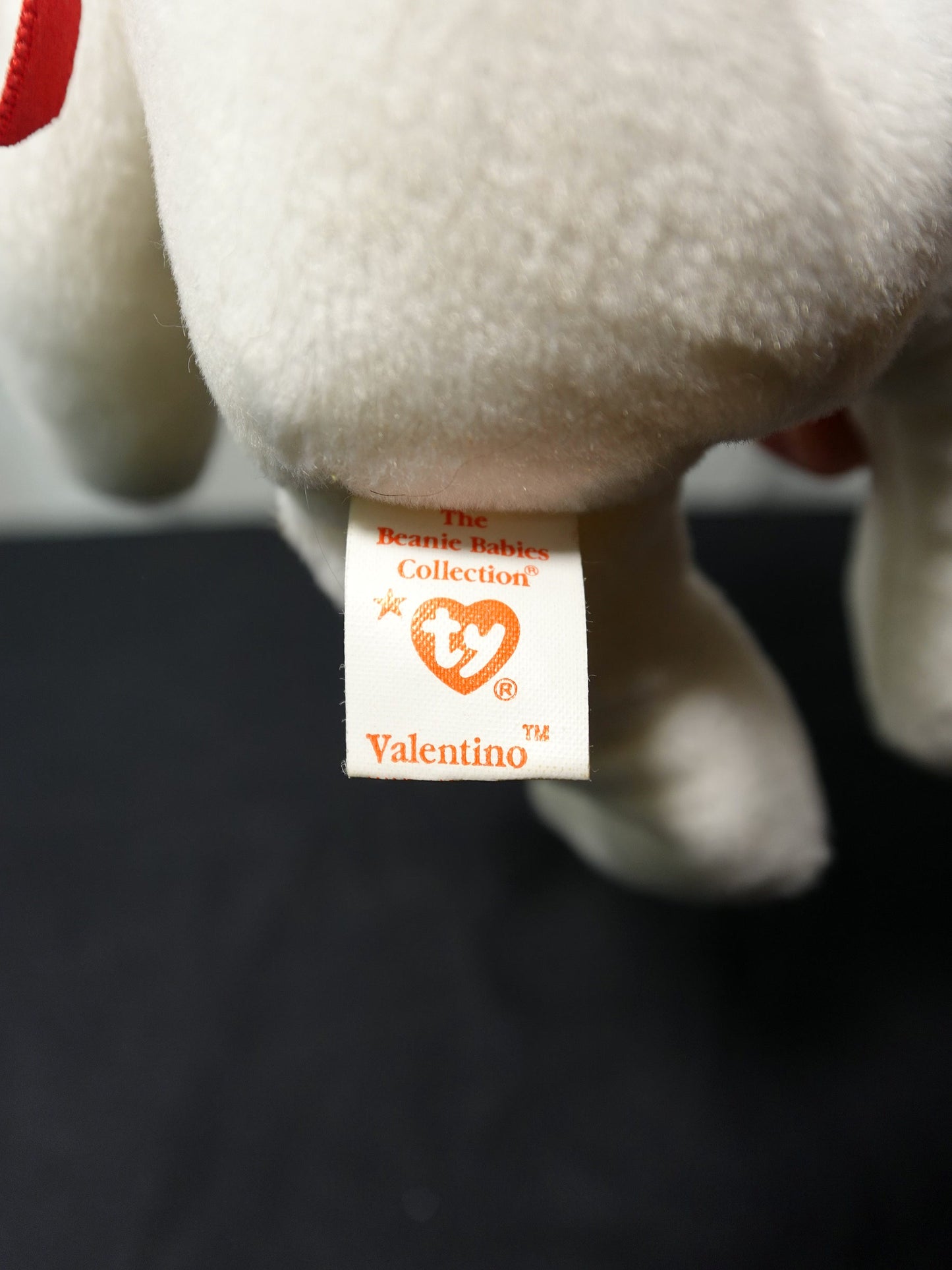 Vintage TY Valentino Beanie Baby 1994 White Bear with Heart