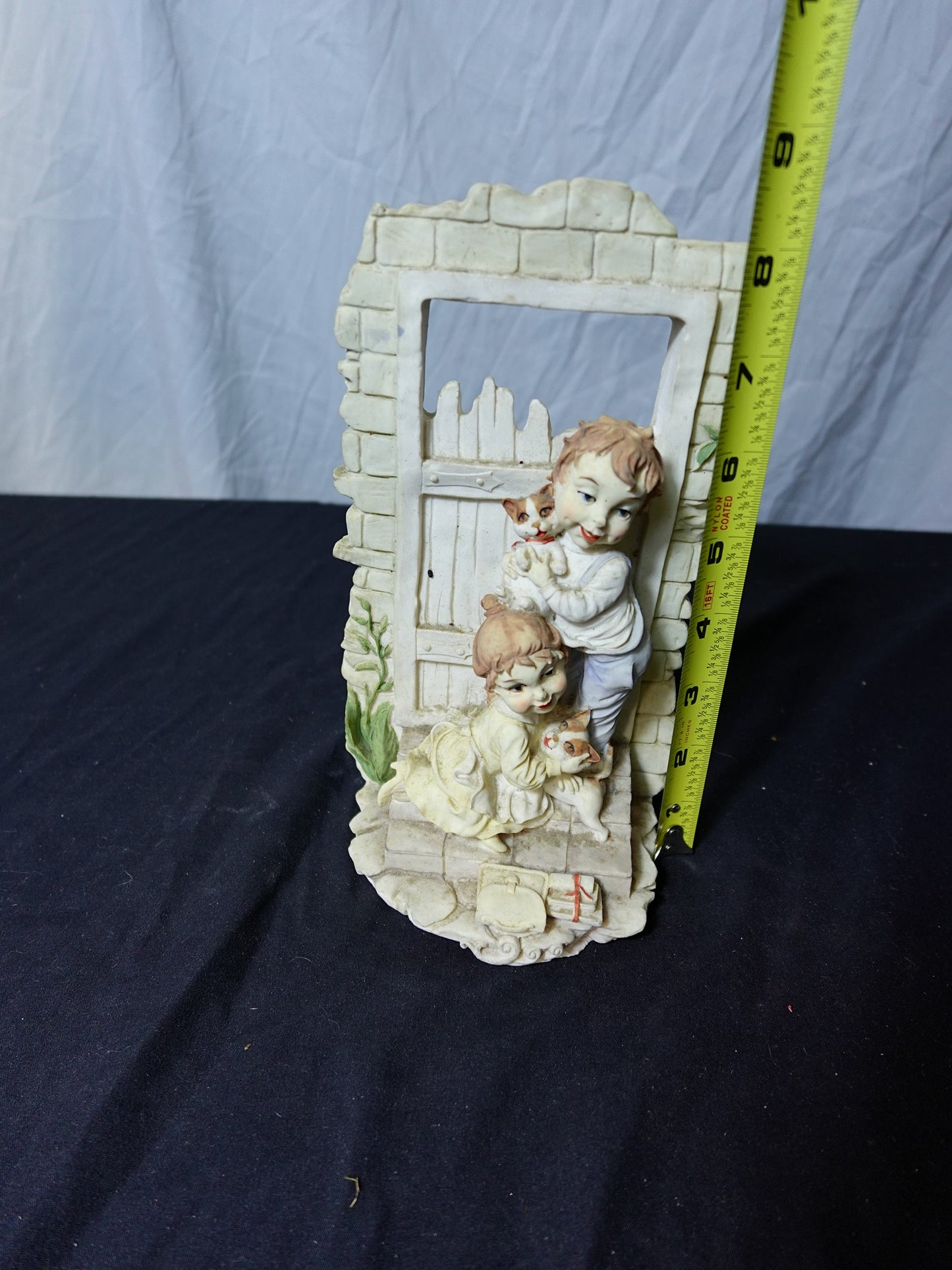 Children Figurine with Cat and Dog - Ceramic