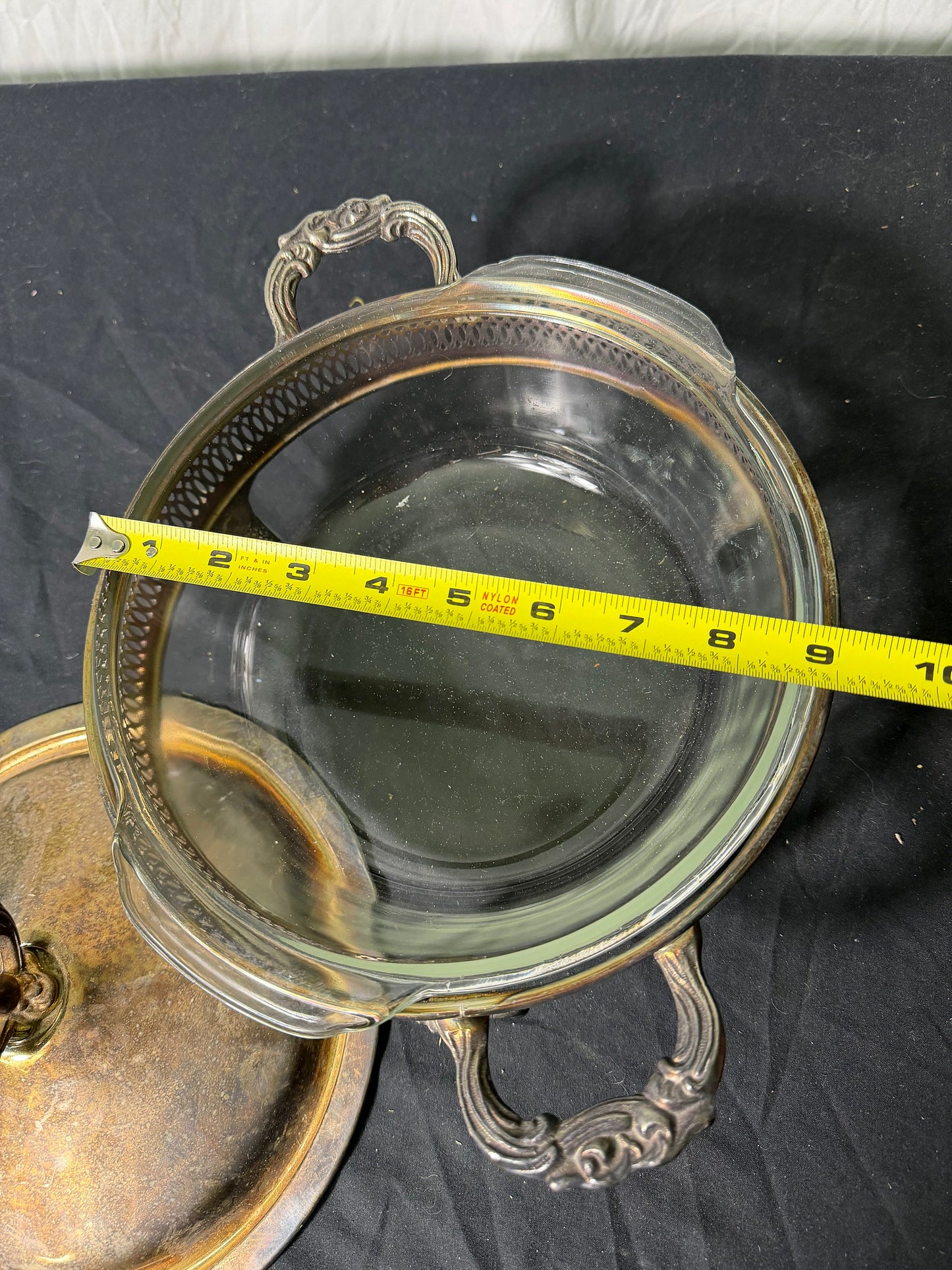 Rogers Silverplate Covered Casserole Dish with Glass Insert