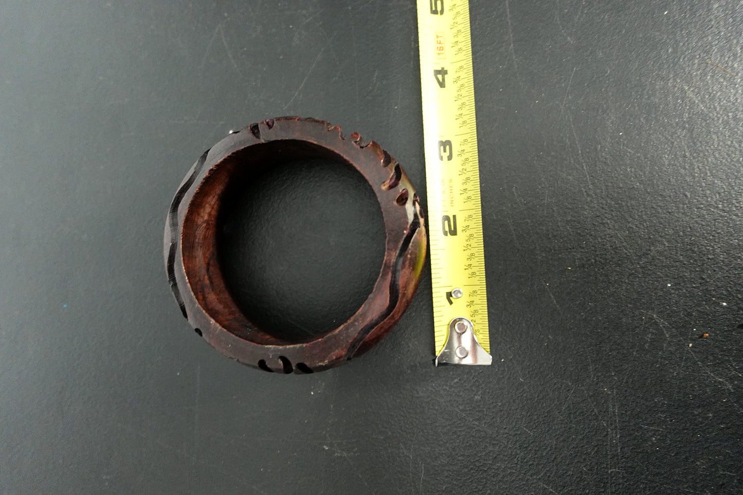 Carved Wooden Bangle Bracelet - 3 inches Diameter