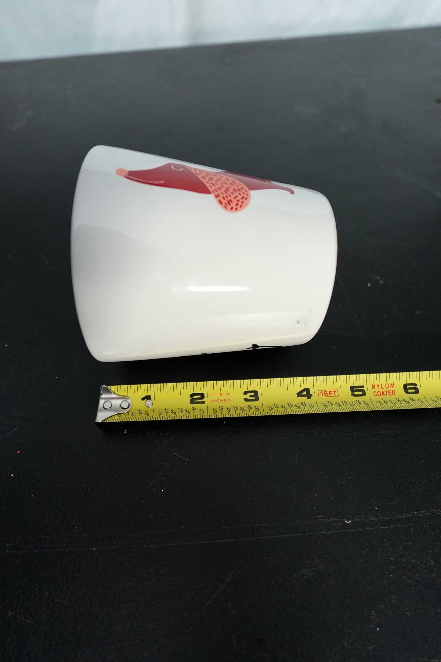Vintage Spring Dachshund Dog Mug - Red and White Ceramic