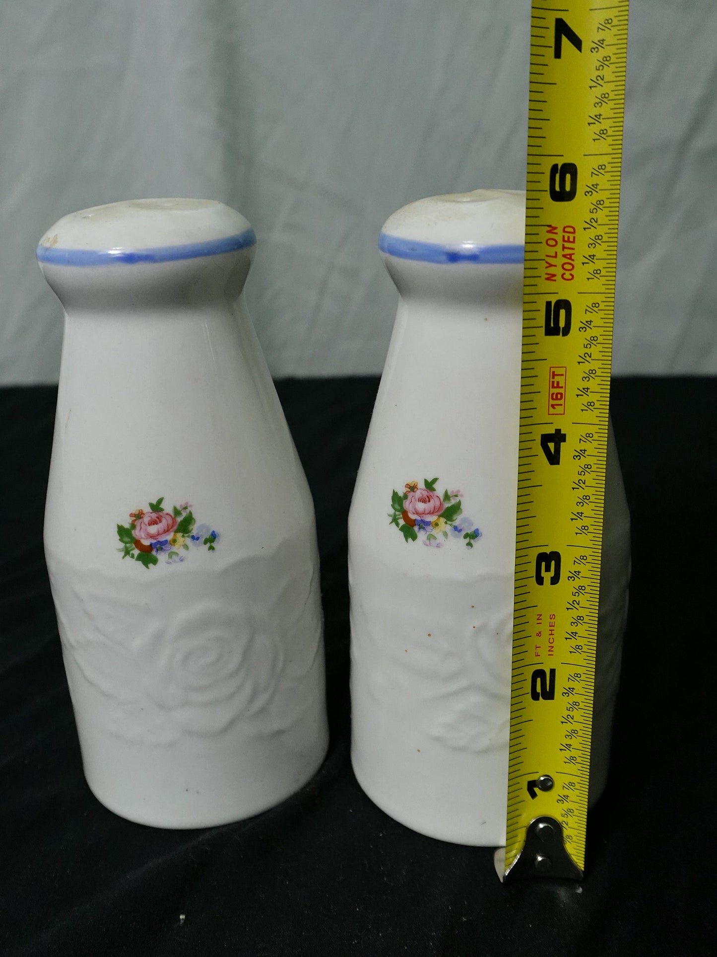 Vintage Tabletops Unlimited Victorian Rose Stoneware Salt & Pepper Shakers
