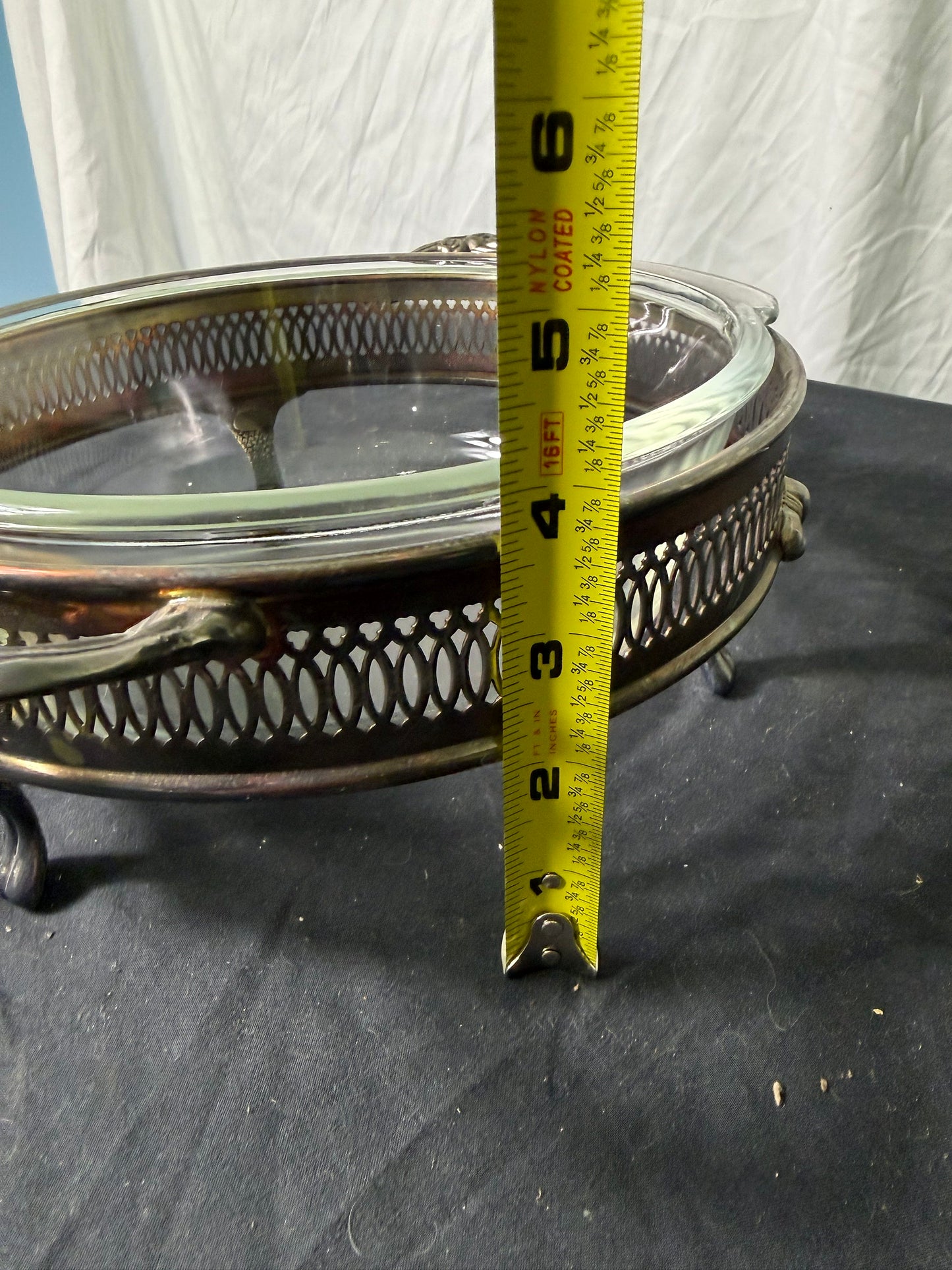 Rogers Silverplate Covered Casserole Dish with Glass Insert