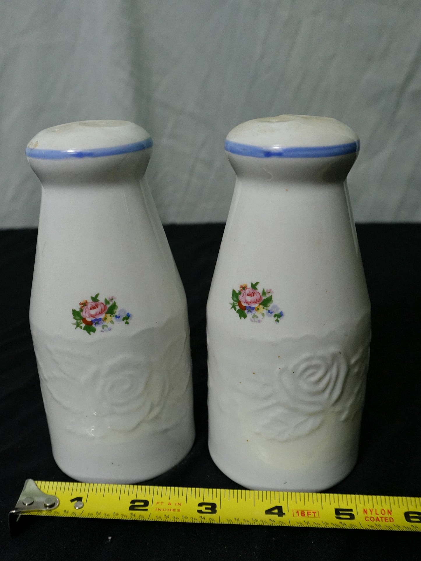Vintage Tabletops Unlimited Victorian Rose Stoneware Salt & Pepper Shakers