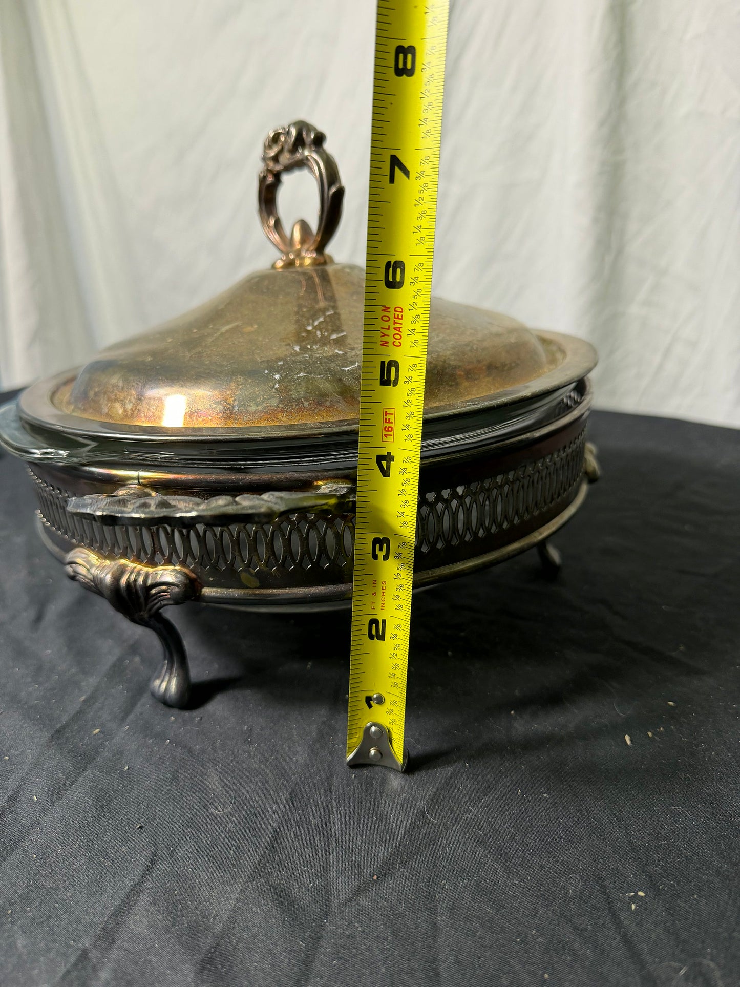 Rogers Silverplate Covered Casserole Dish with Glass Insert
