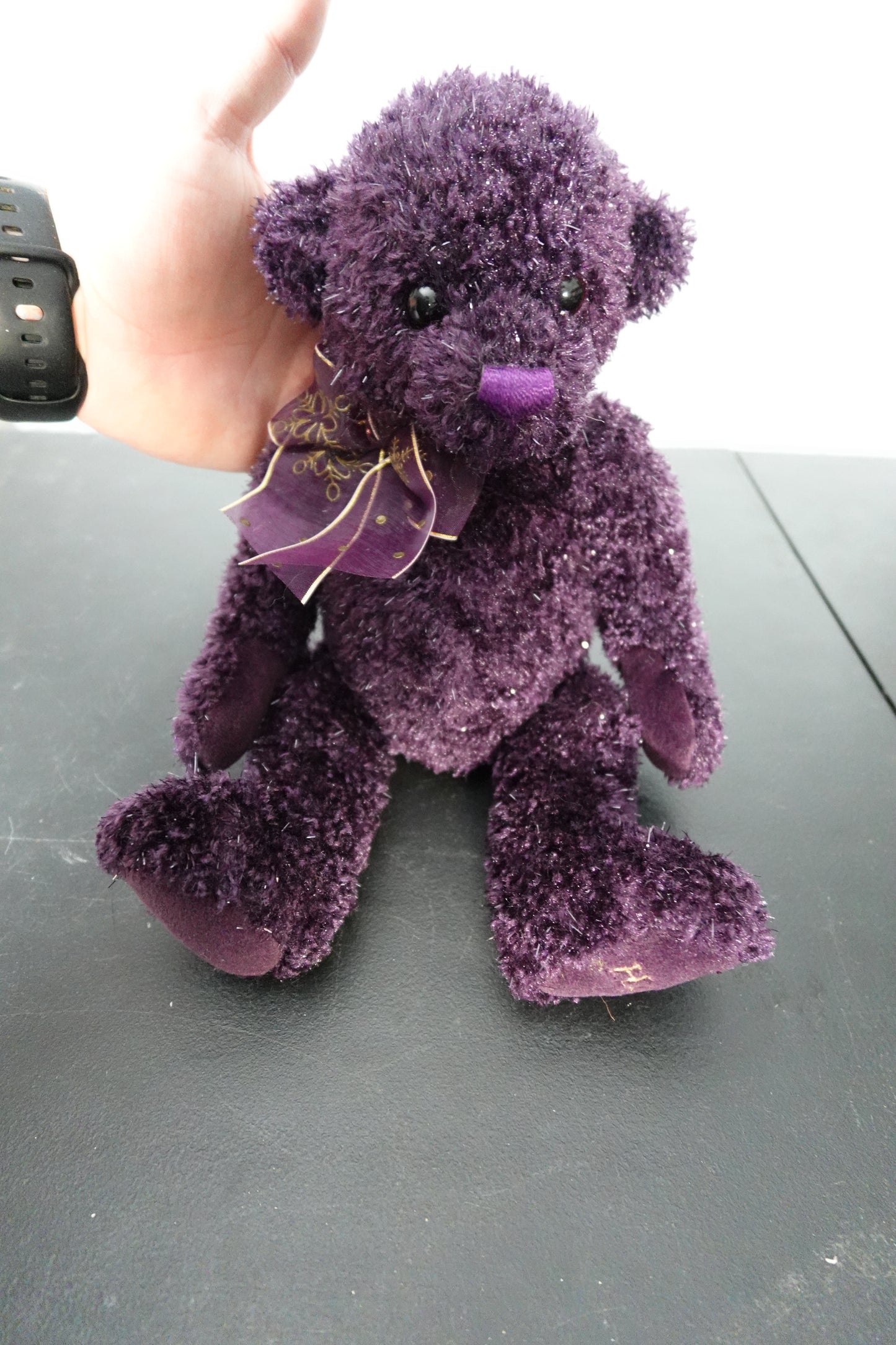 Gund Purple Bear Plush Toy with Ribbon 12 inches