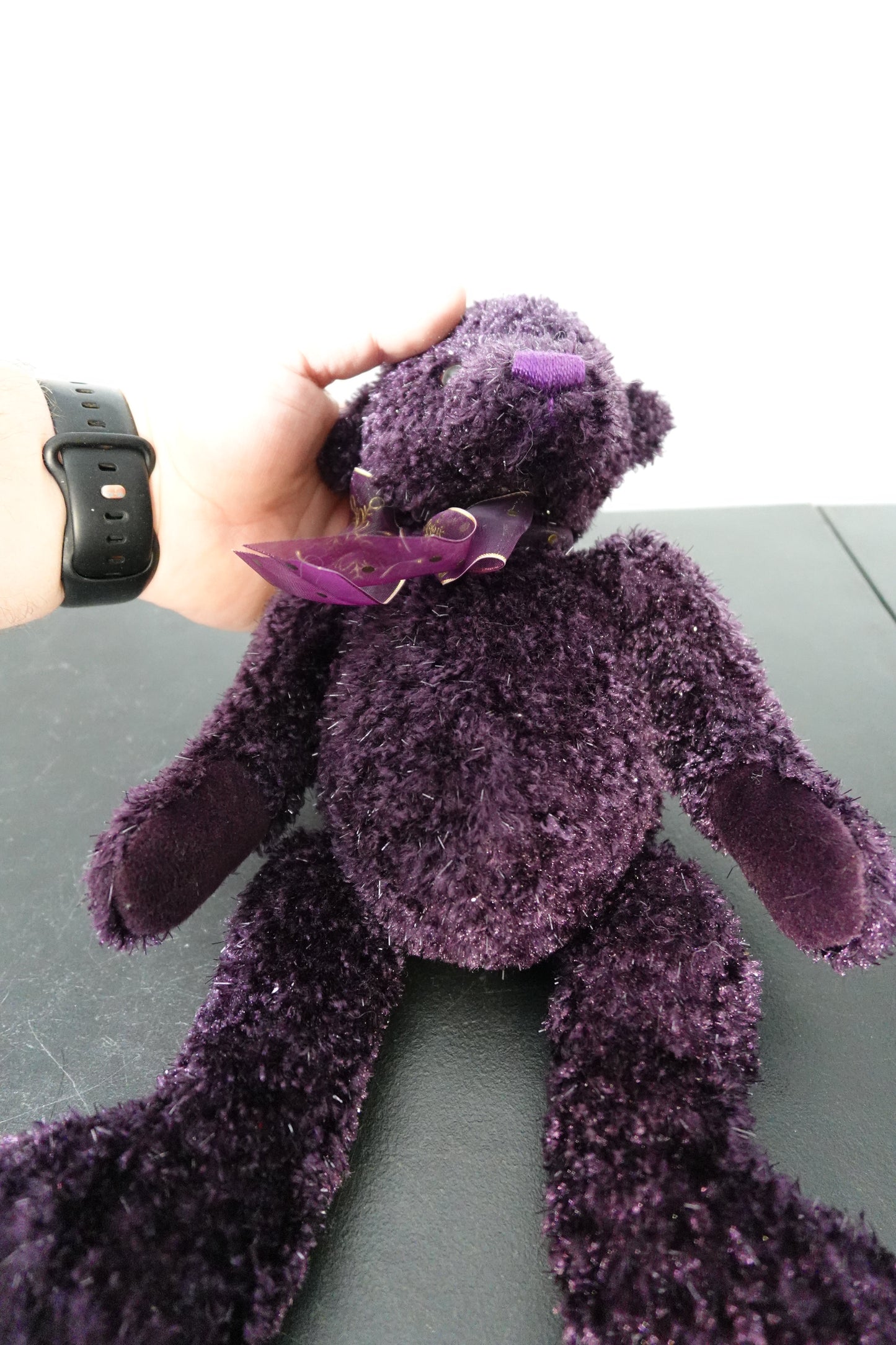 Gund Purple Bear Plush Toy with Ribbon 12 inches