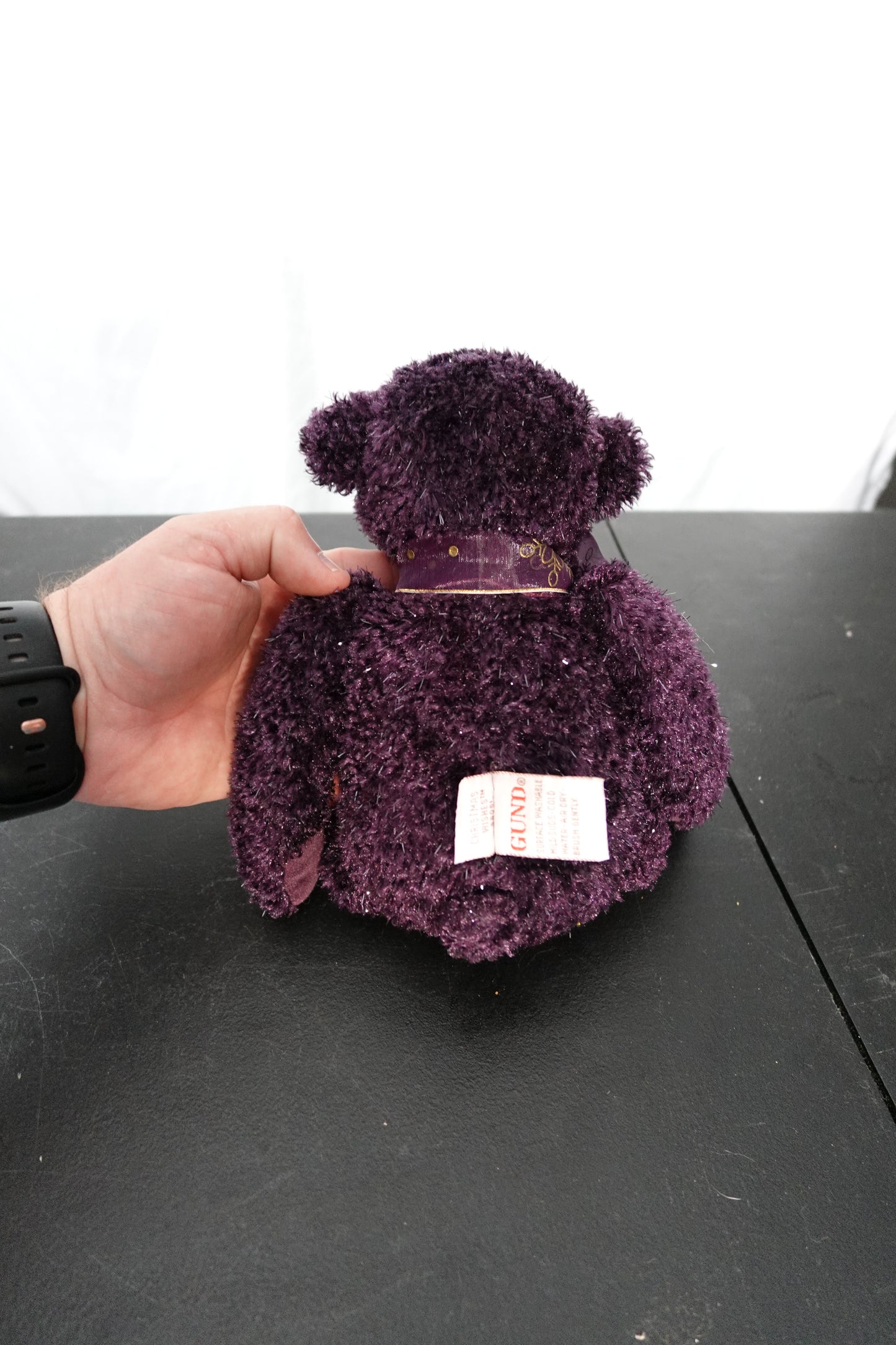Gund Purple Bear Plush Toy with Ribbon 12 inches