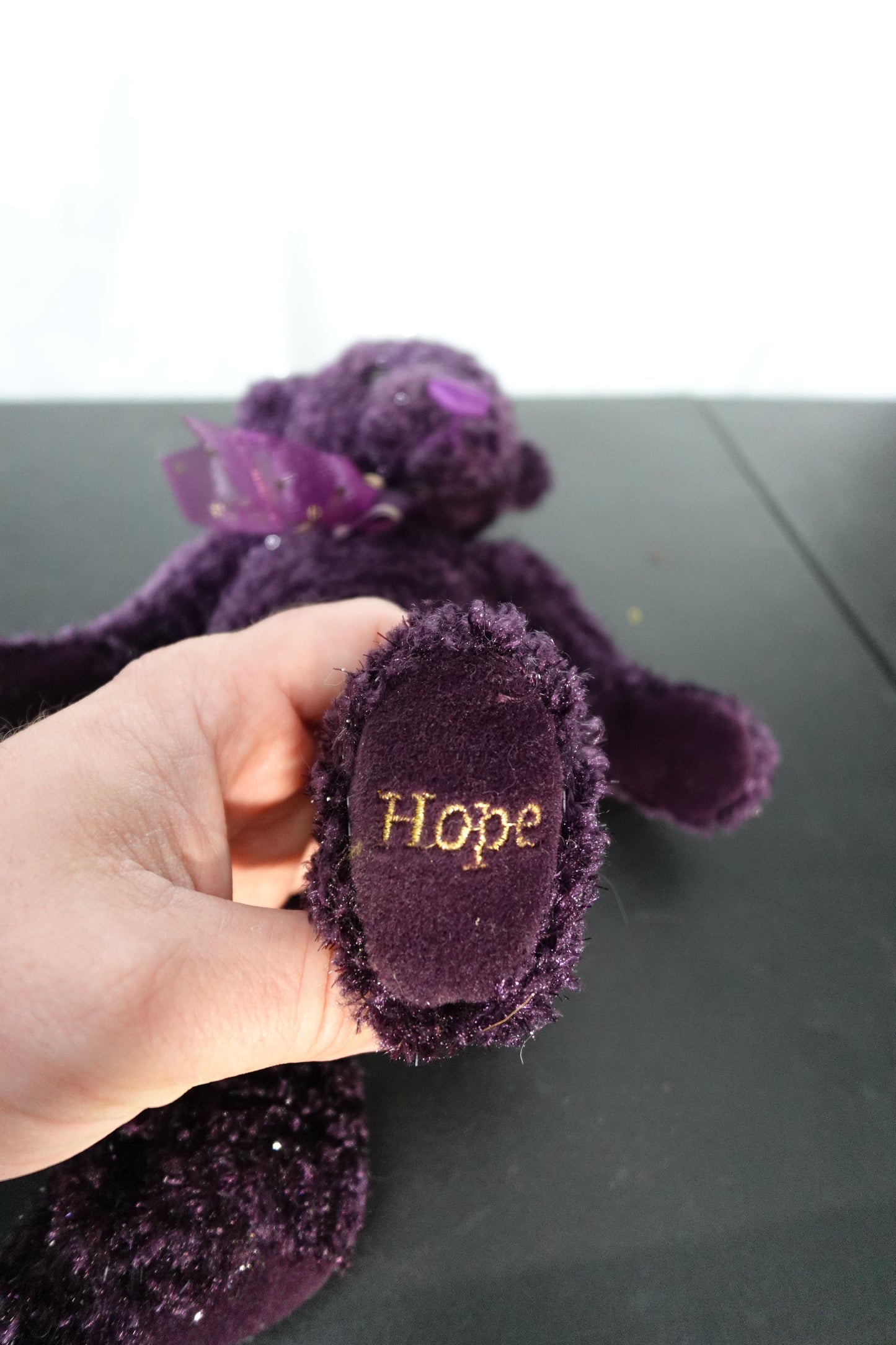 Gund Purple Bear Plush Toy with Ribbon 12 inches