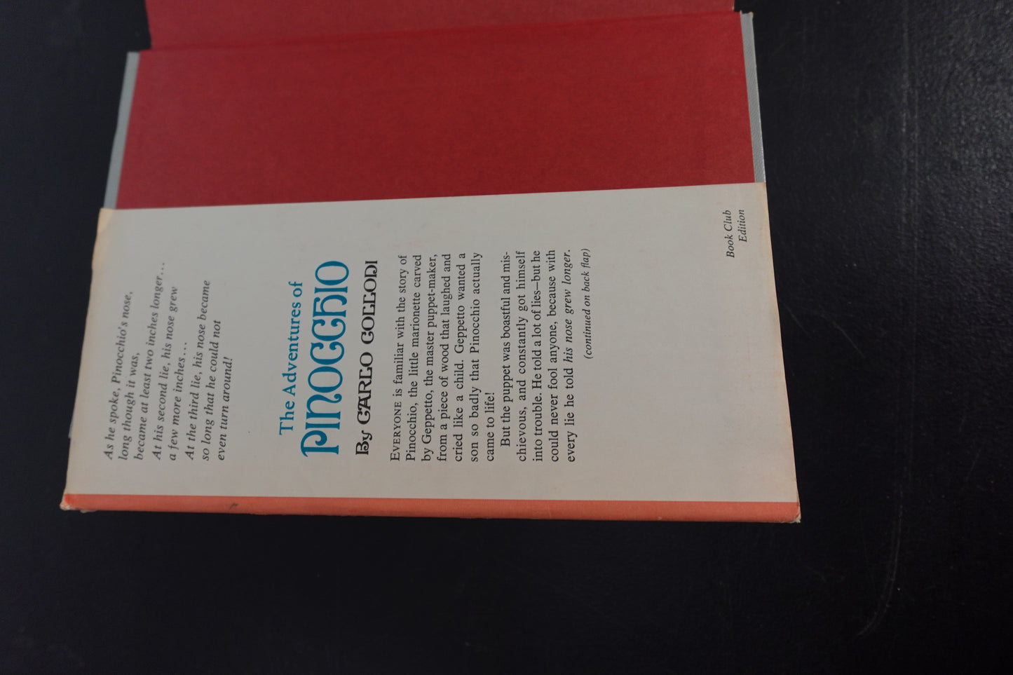 Carlo Collodi The Adventures of Pinocchio Book Club Edition Book