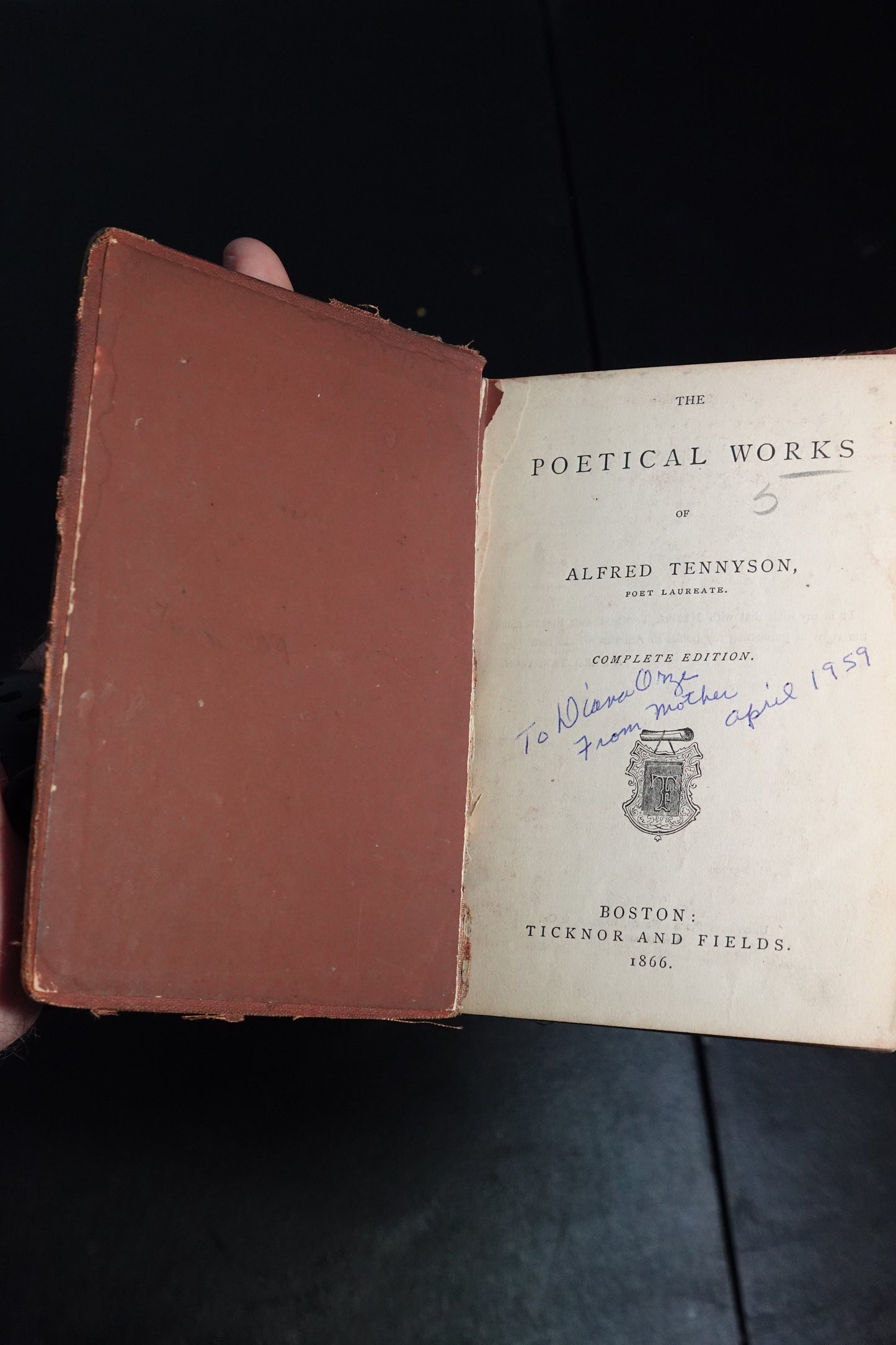 Antique The Poetical Works of Alfred Tennyson Diamond Edition Book Ticknor and Fields 1866