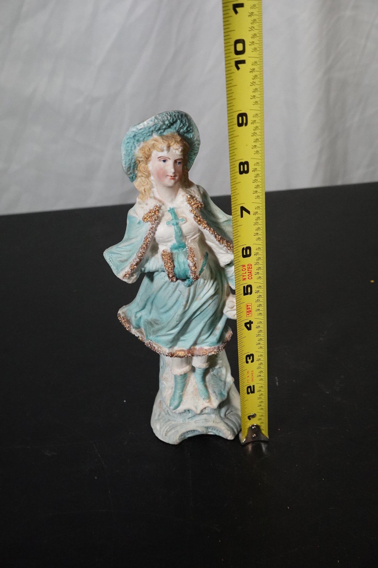 Porcelain Figurine Girl in Blue Dress with Hat