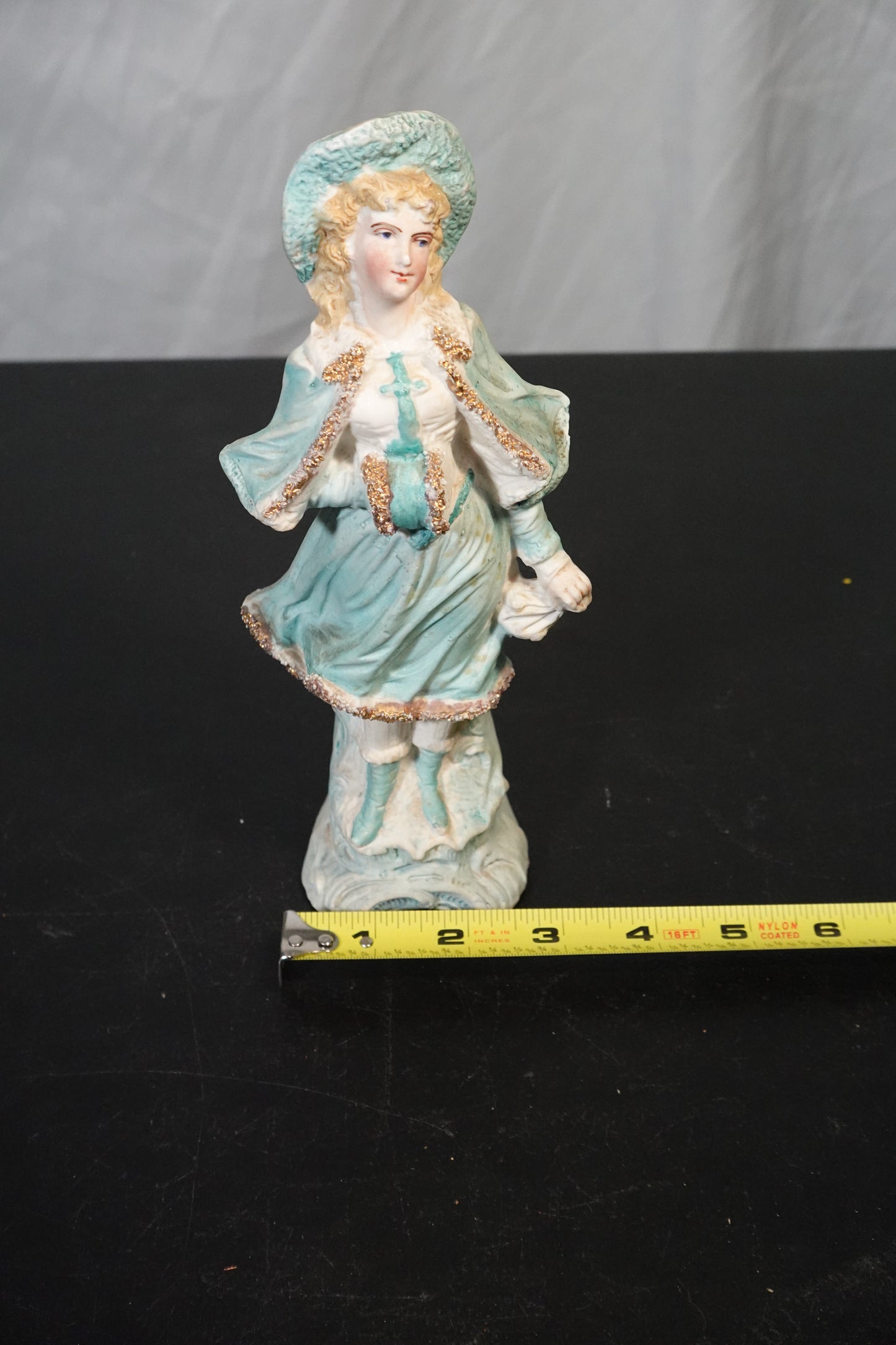 Porcelain Figurine Girl in Blue Dress with Hat