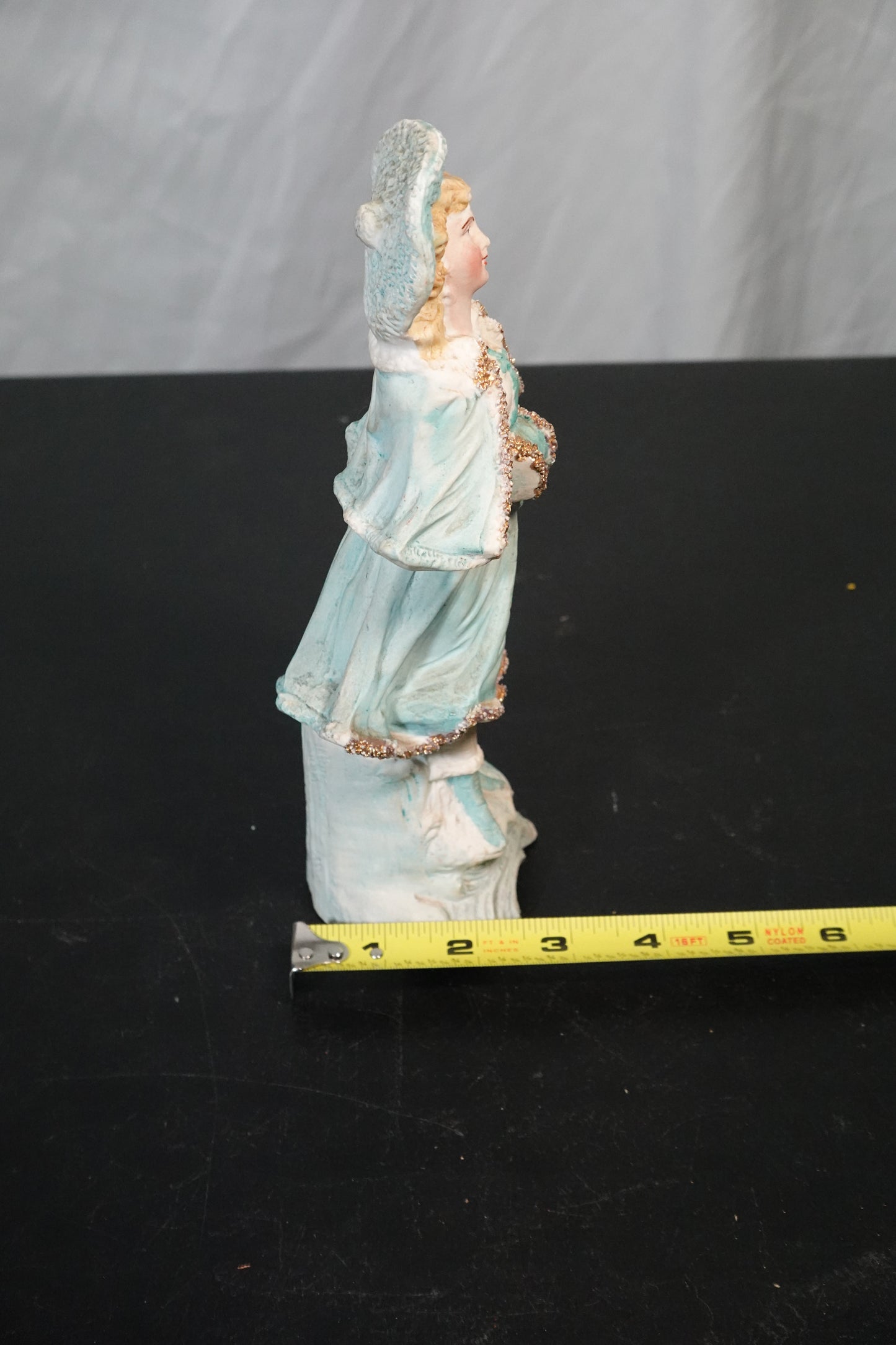 Porcelain Figurine Girl in Blue Dress with Hat