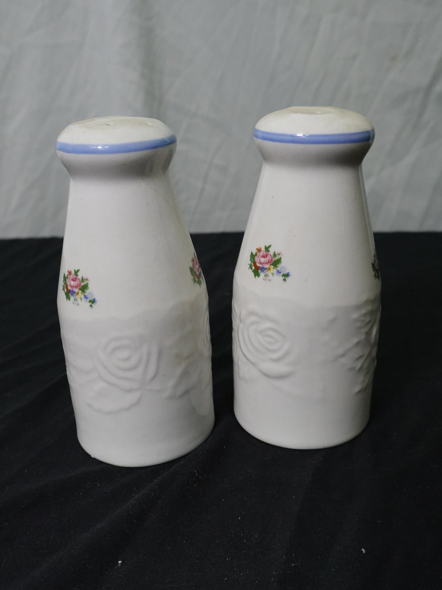 Vintage Tabletops Unlimited Victorian Rose Stoneware Salt & Pepper Shakers