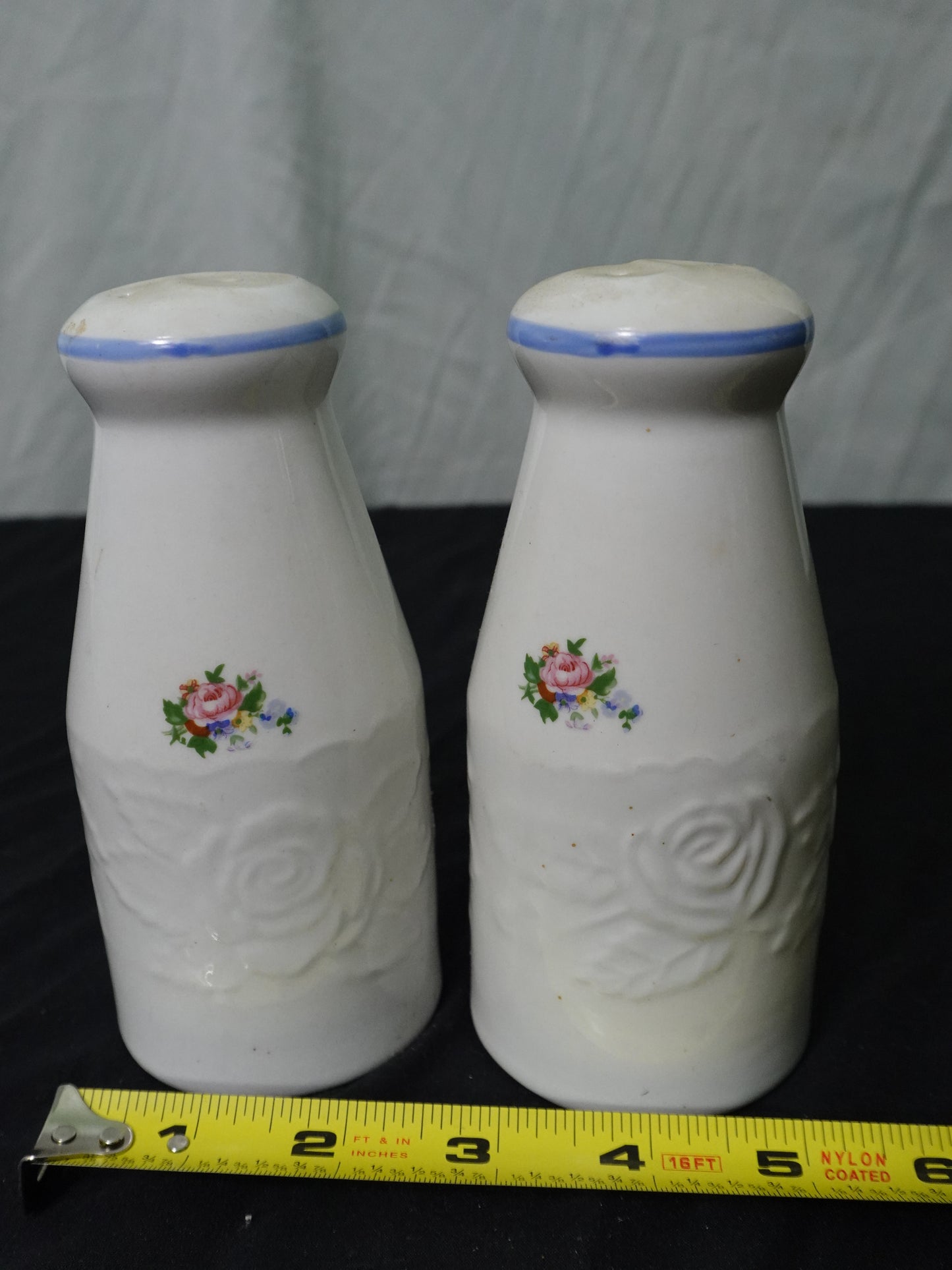 Vintage Tabletops Unlimited Victorian Rose Stoneware Salt & Pepper Shakers