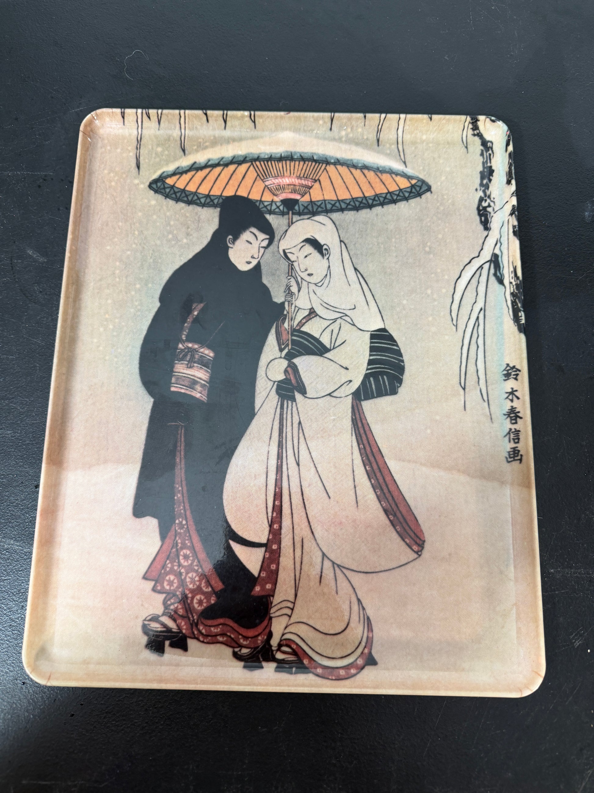 Decorative Crafts Inc Melamine Trinket Tray - Lovers Walking in the Snow