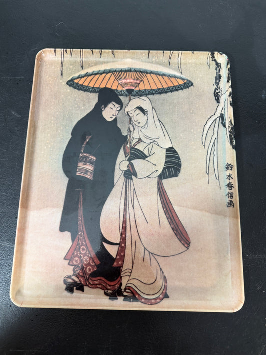 Decorative Crafts Inc Melamine Trinket Tray - Lovers Walking in the Snow