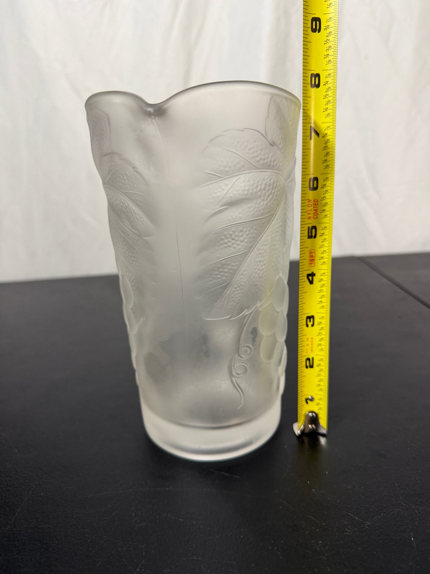 Hoya Art Glass Vintage Pitcher Frosted Grapevine Design - photo 6