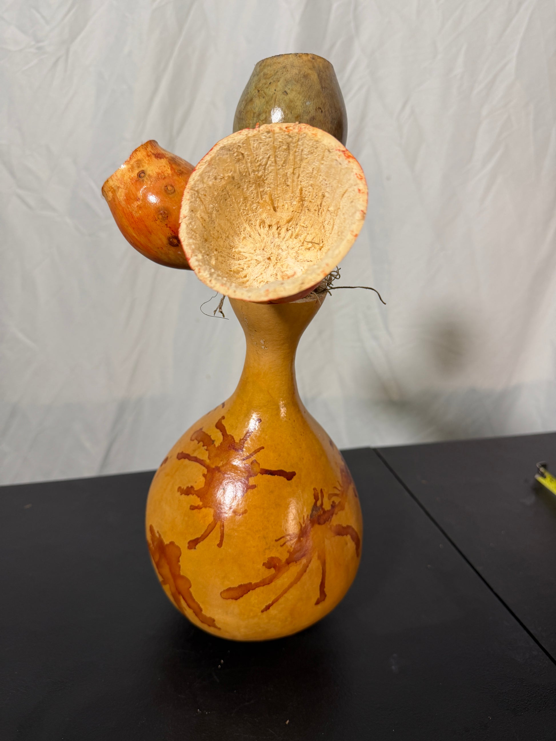 Decorative Gourd Art Vase Hand-Painted Rustic - photo 2
