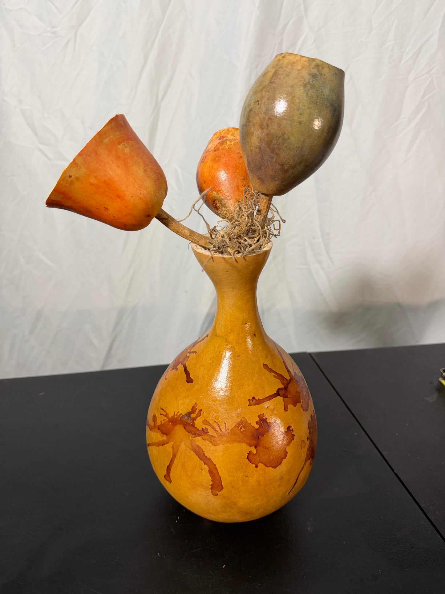 Decorative Gourd Art Vase Hand-Painted Rustic - photo 3