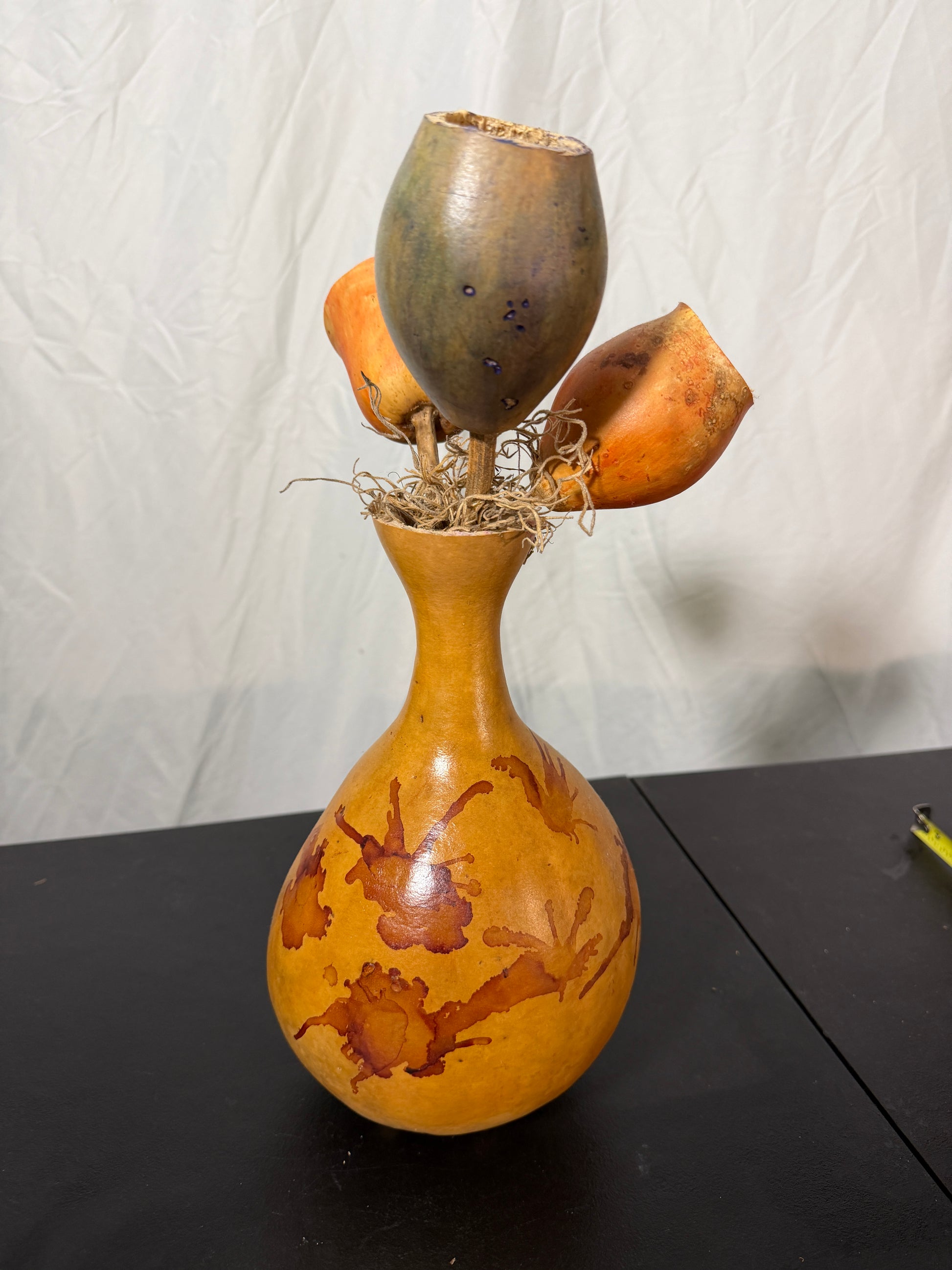Decorative Gourd Art Vase Hand-Painted Rustic - photo 4